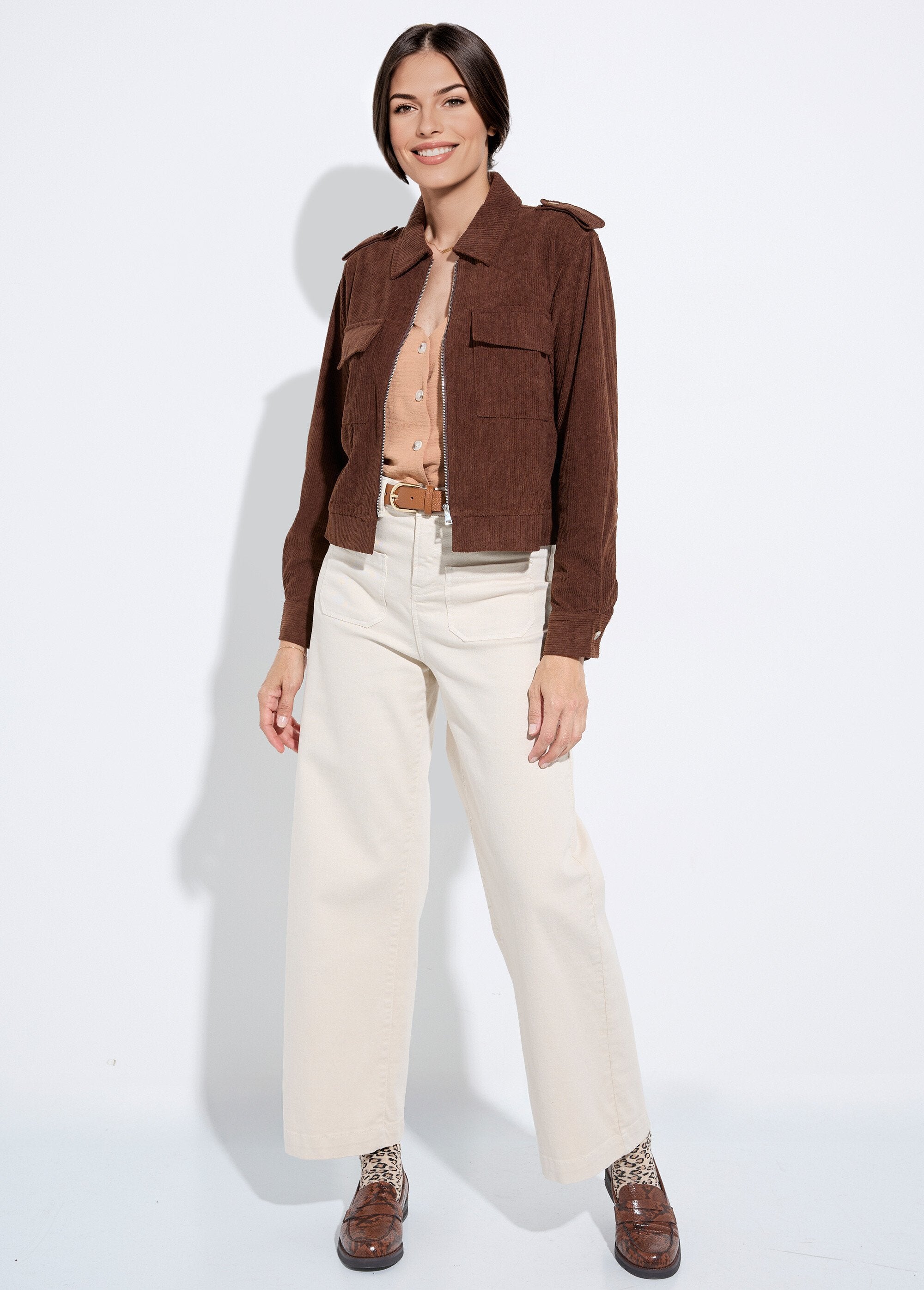 Giacca_corta_in_velluto_con_zip_e_grandi_costole_Marron_SF1_slim