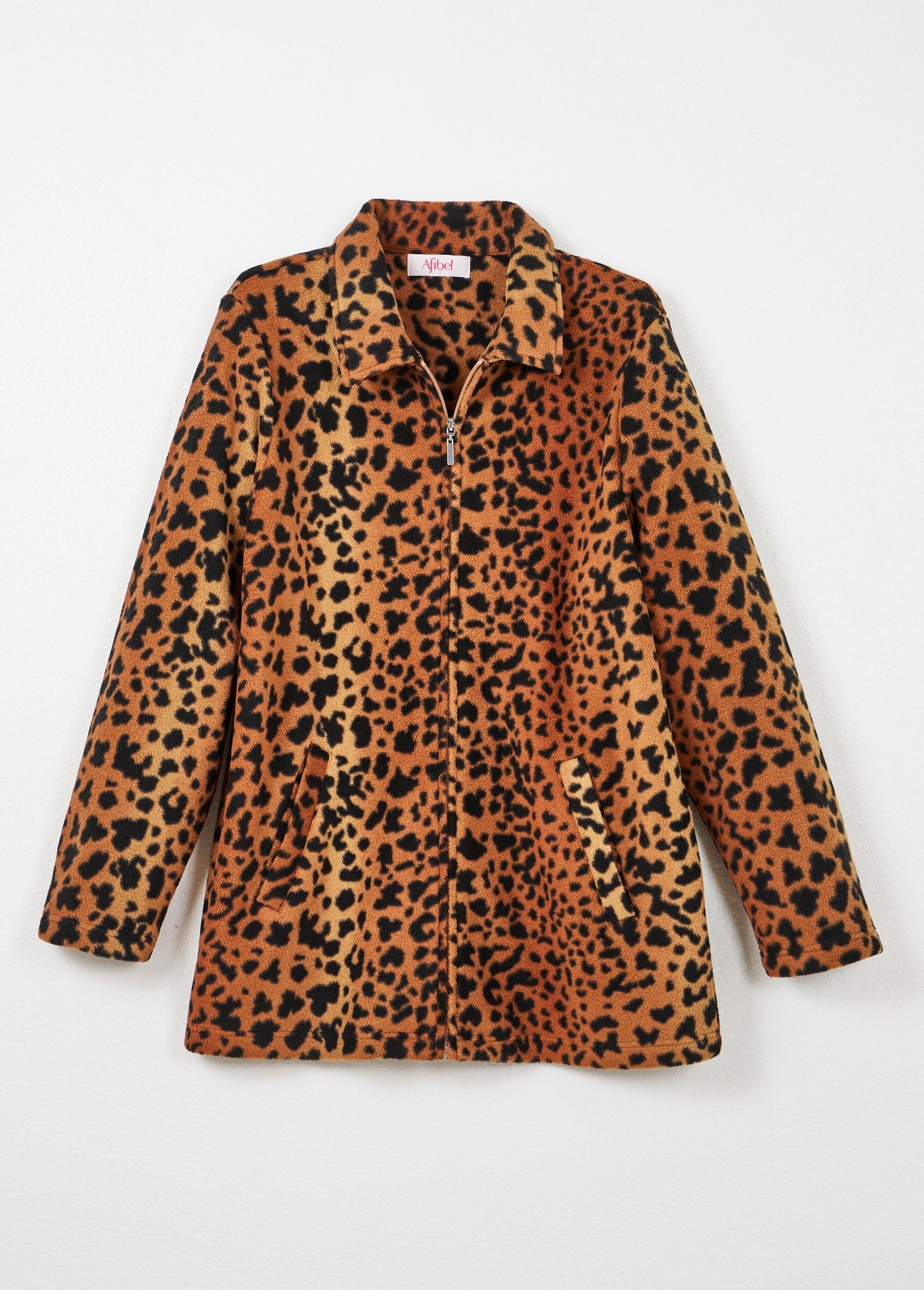 Giacca_con_zip_in_pile_stampato_Marron_et_noir_AP1_slim