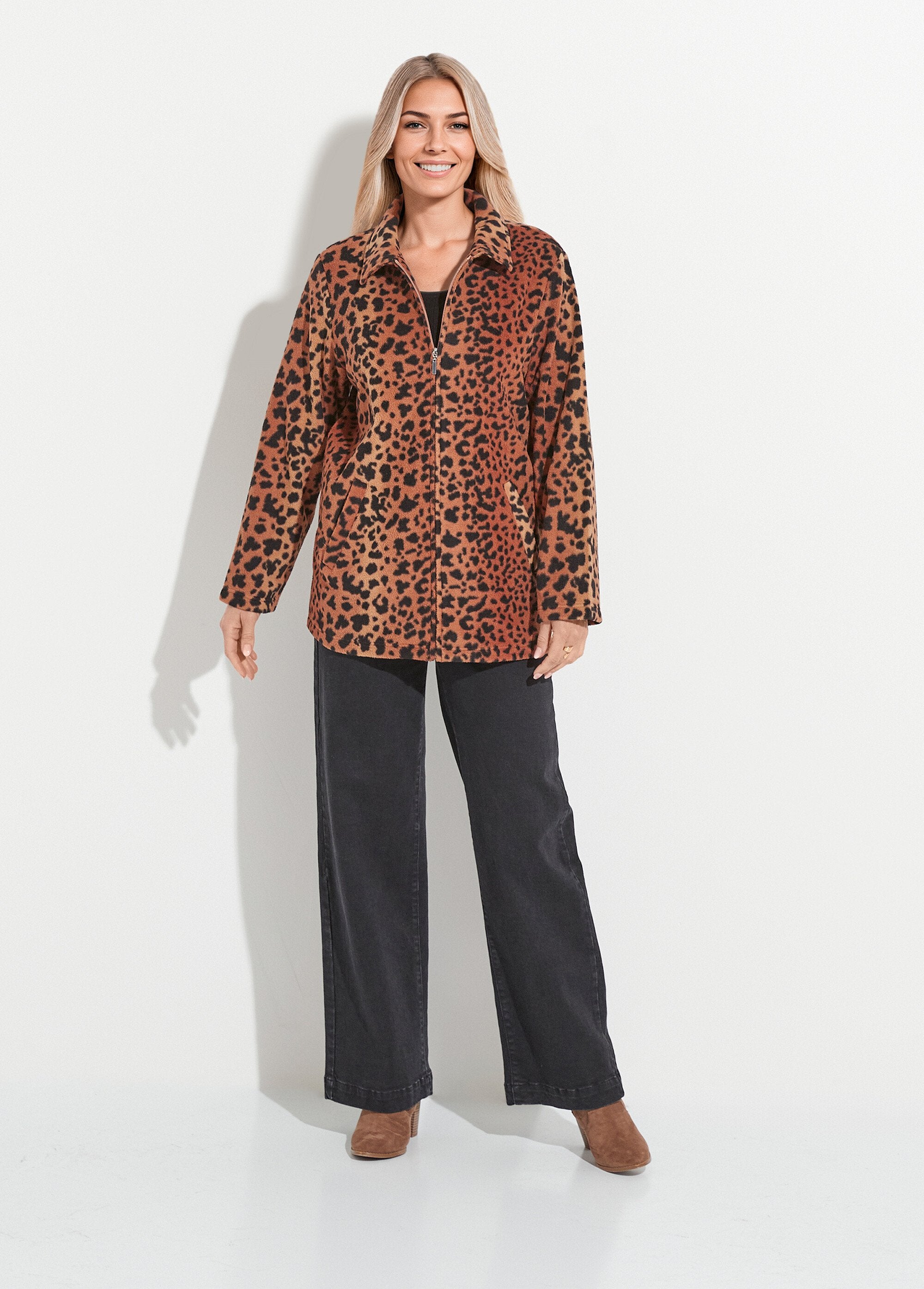 Giacca_con_zip_in_pile_stampato_Marron_et_noir_SF1_slim