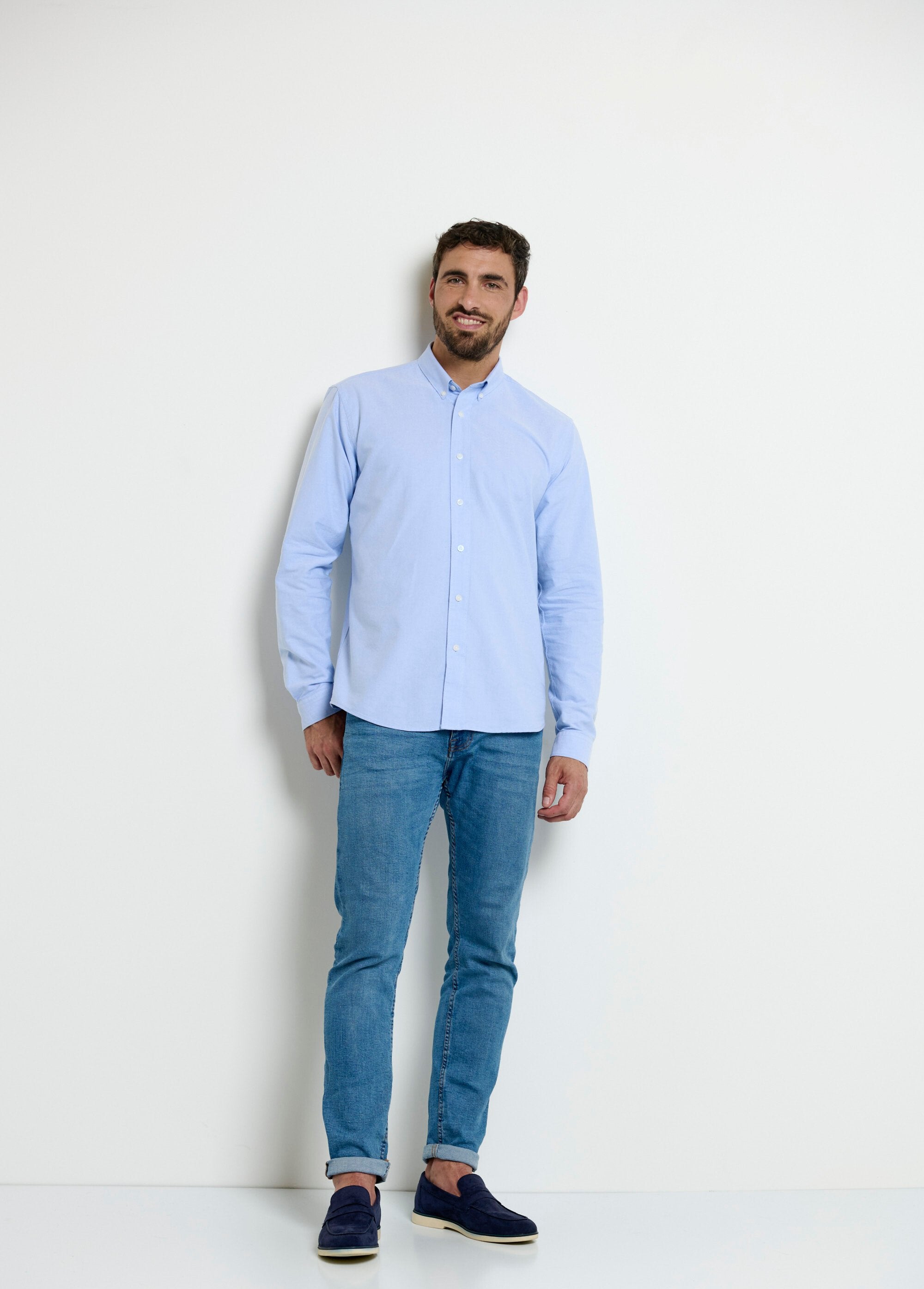 Classica_camicia_oxford_con_colletto_button-down_Bleu_SF1_slim