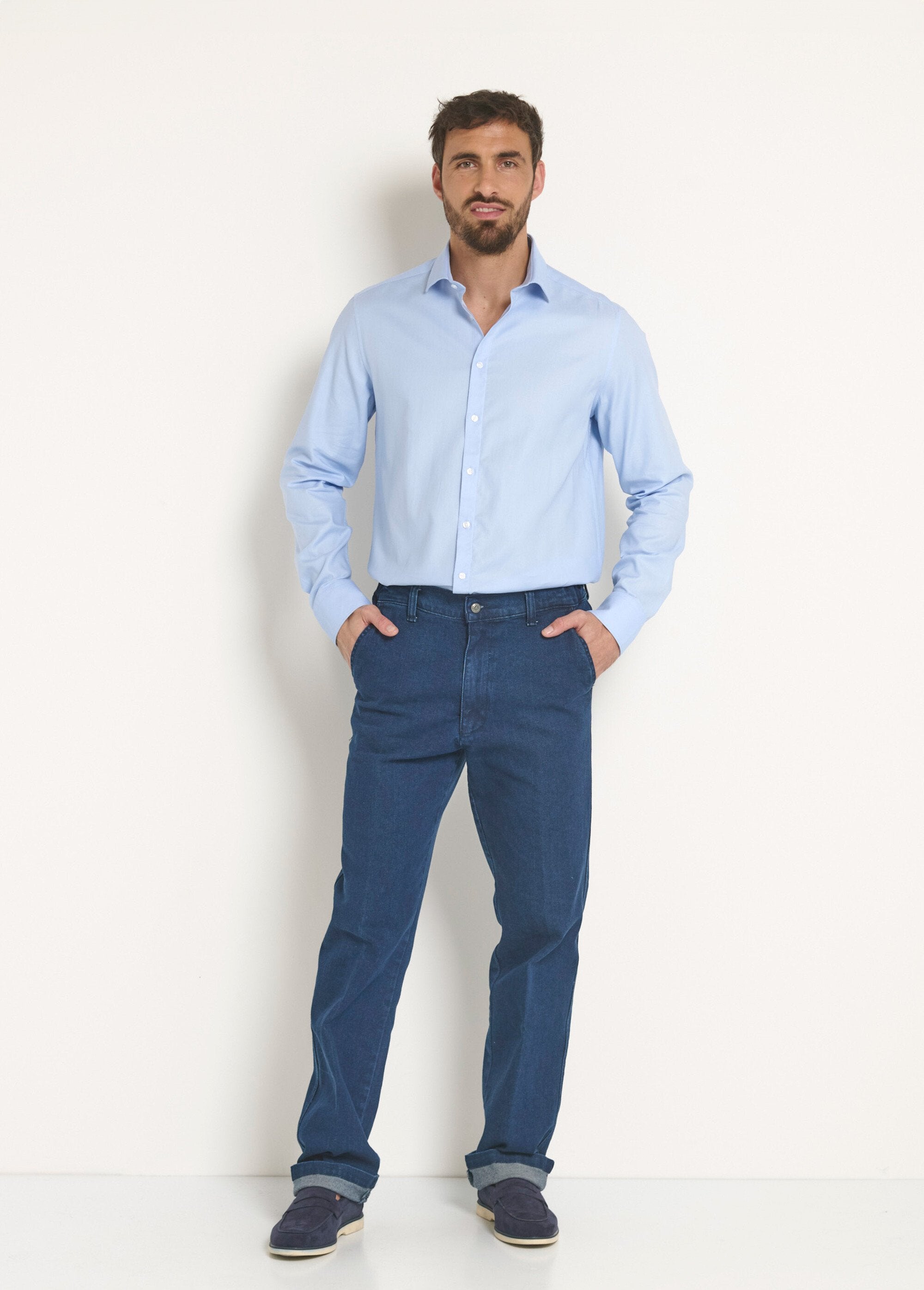 Camicia_in_cotone_chic_con_collo_semi-italiano_Bleu_ciel_SF1_slim