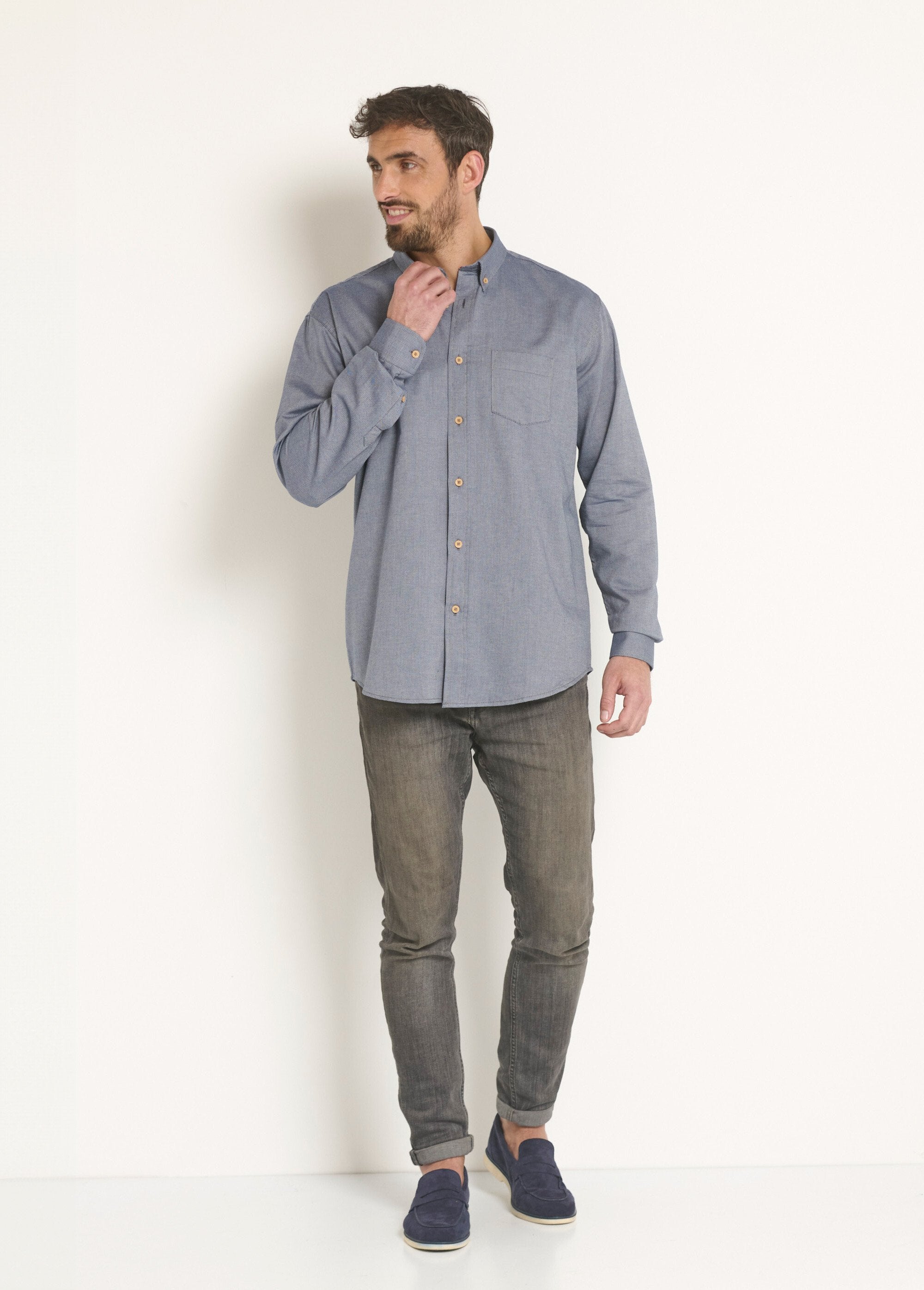 Camicia_a_maniche_lunghe_in_cotone_ricamato_Bleu_SF1_slim