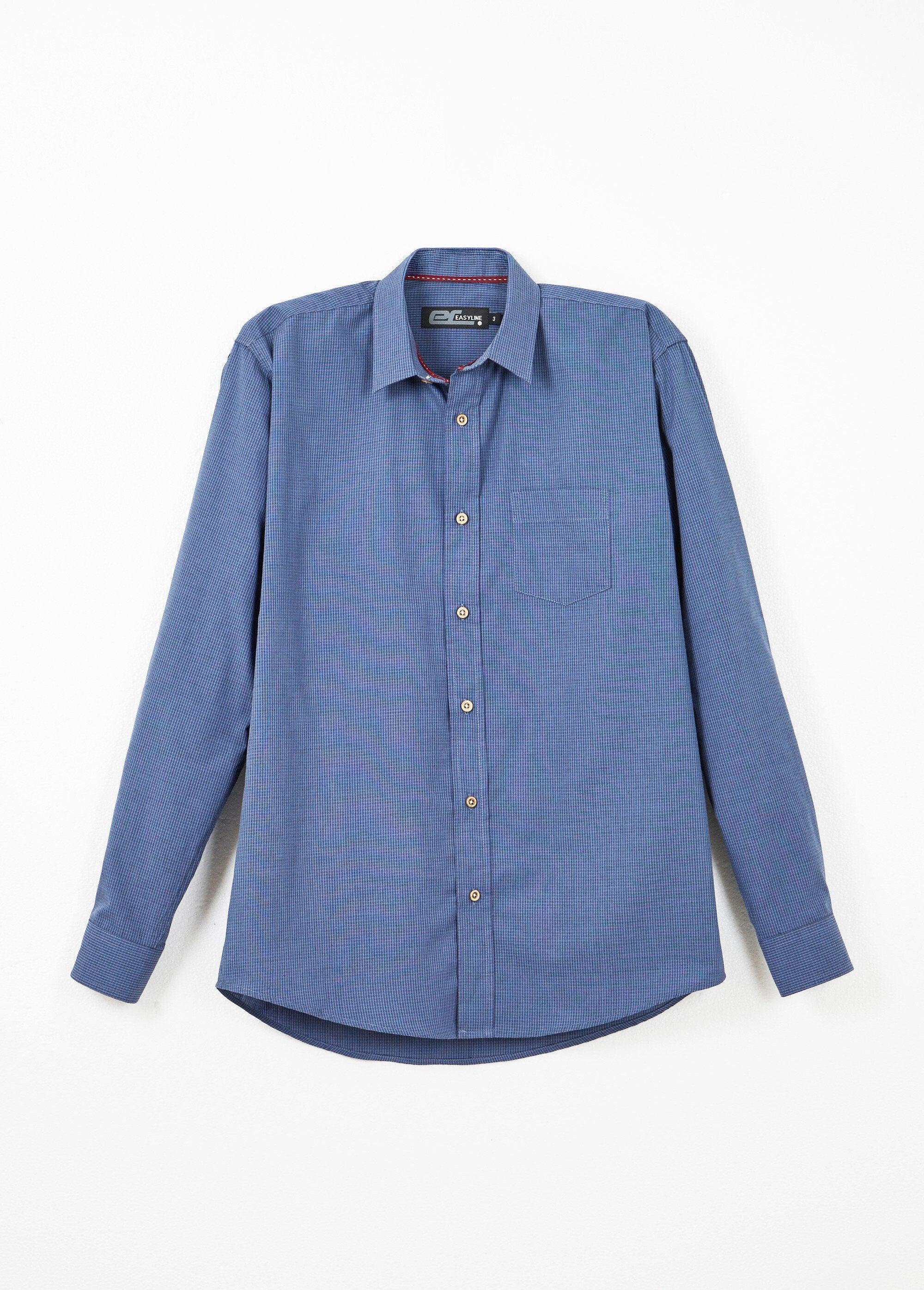 Camicia_a_maniche_lunghe_a_micro_check_Bleu_AP1_slim