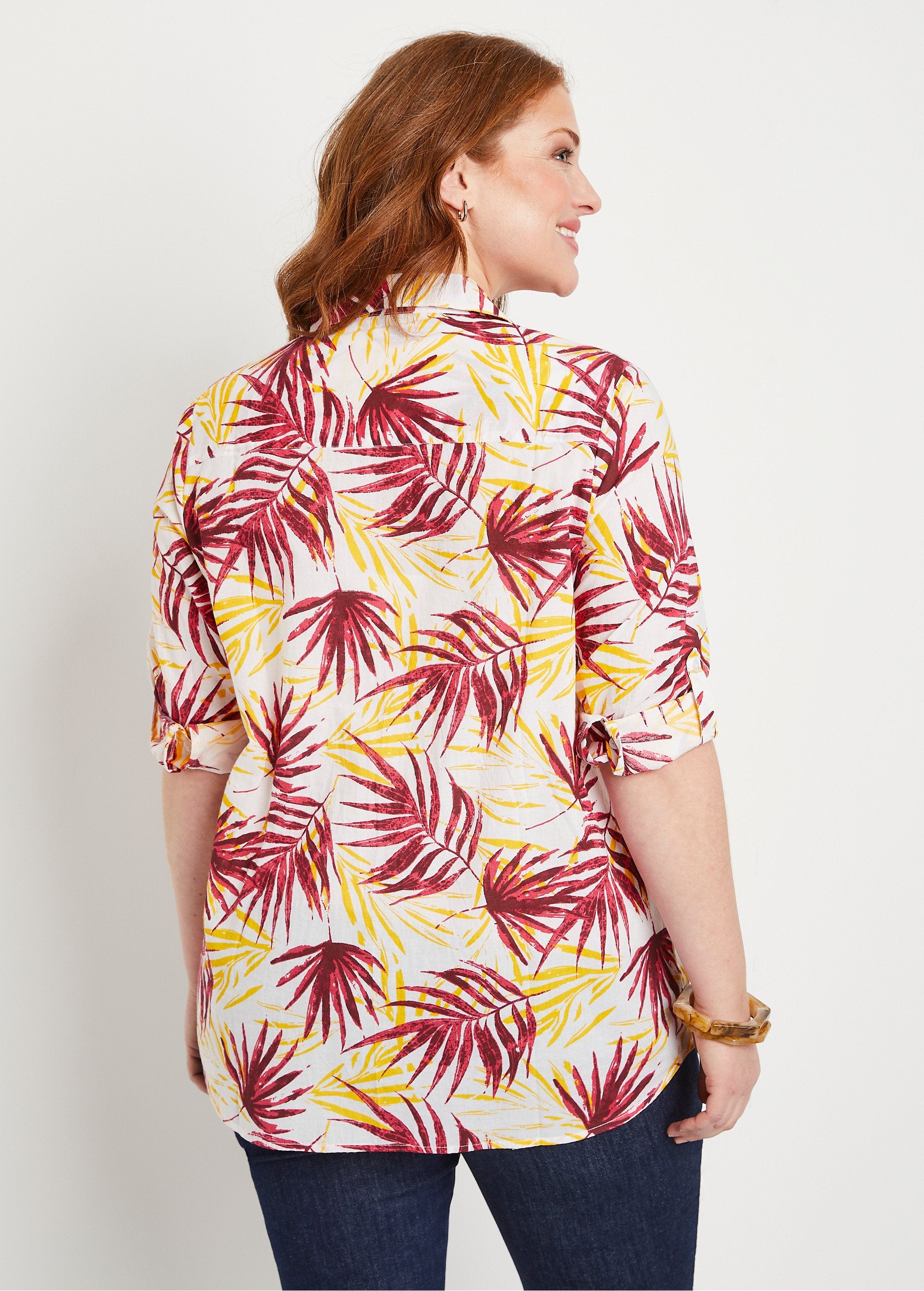 Camicetta_lunga_in_cotone_stampato_con_bottoni_Imprime_rouge_DO1_curvy