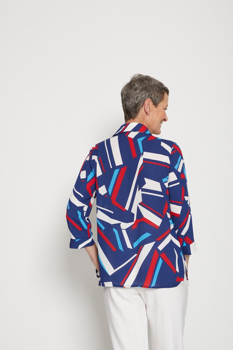 Camicetta_grafica_con_maniche_a_3/4_Bleu_et_rouge_DO1_slim