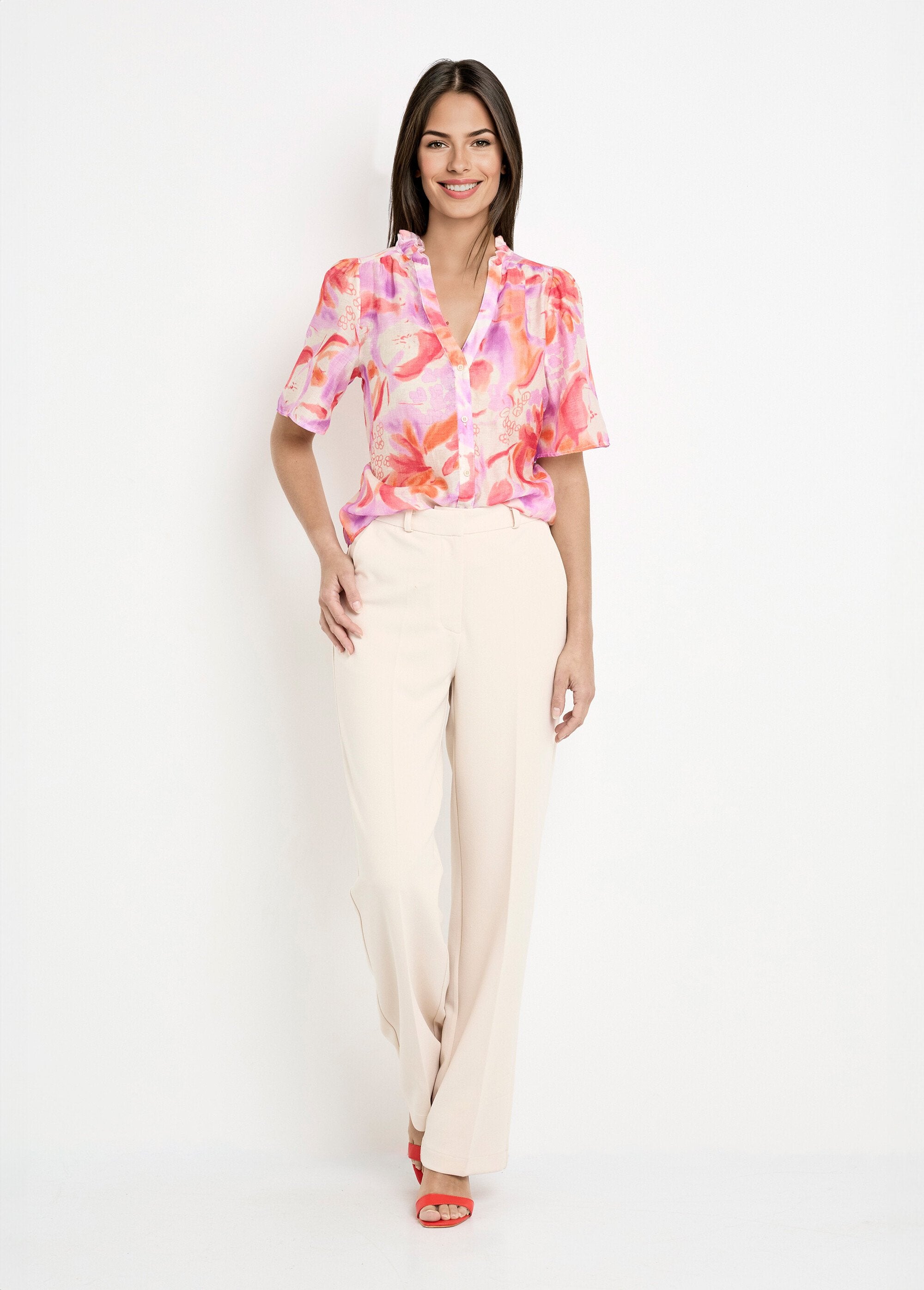 Camicetta_in_voile_di_lino_stampata_in_modo_originale_Orange_et_parme_SF1_slim