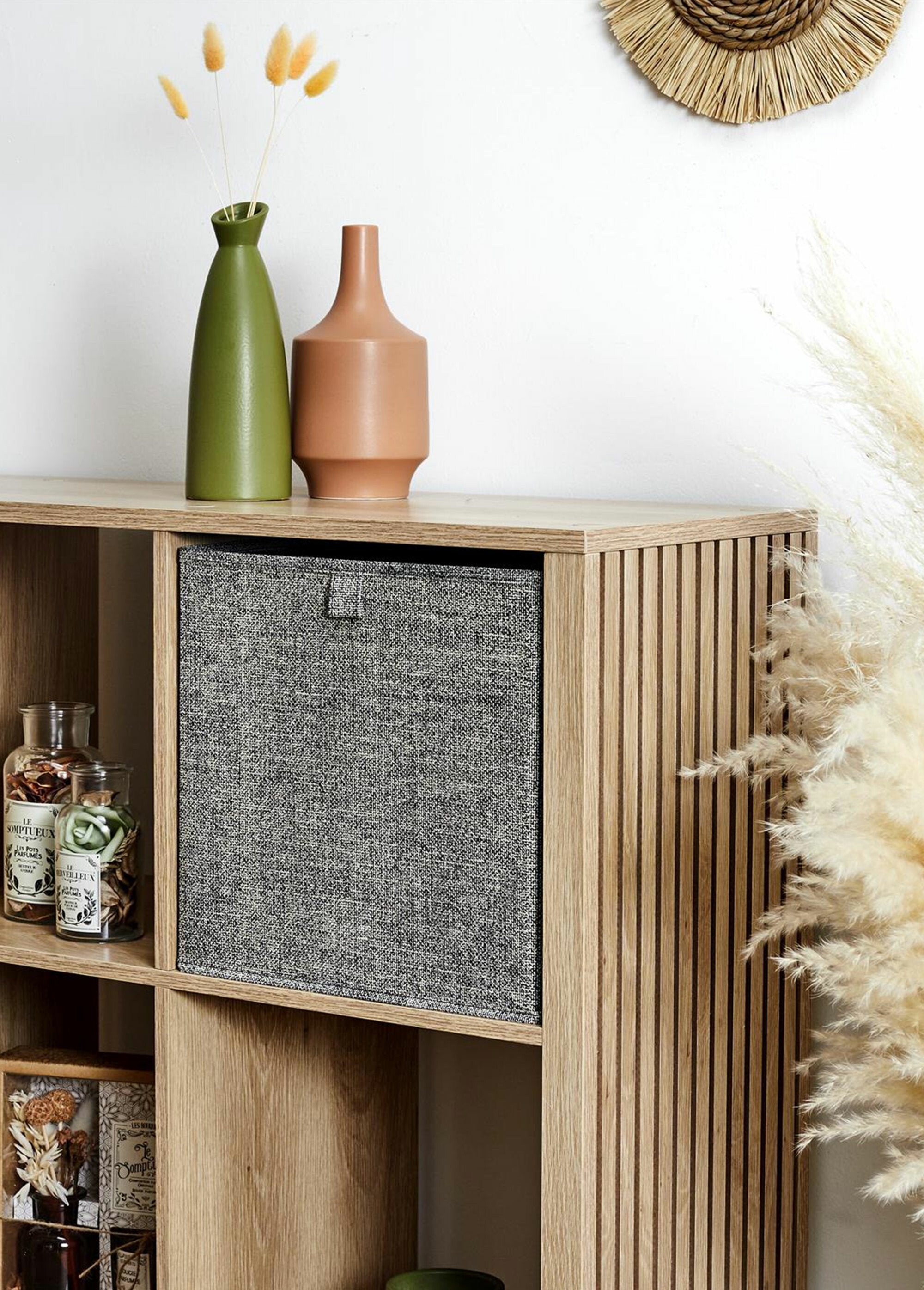 Cubo_portaoggetti_pieghevole,_tessuto_screziato_Gris_fonce_SF1_slim