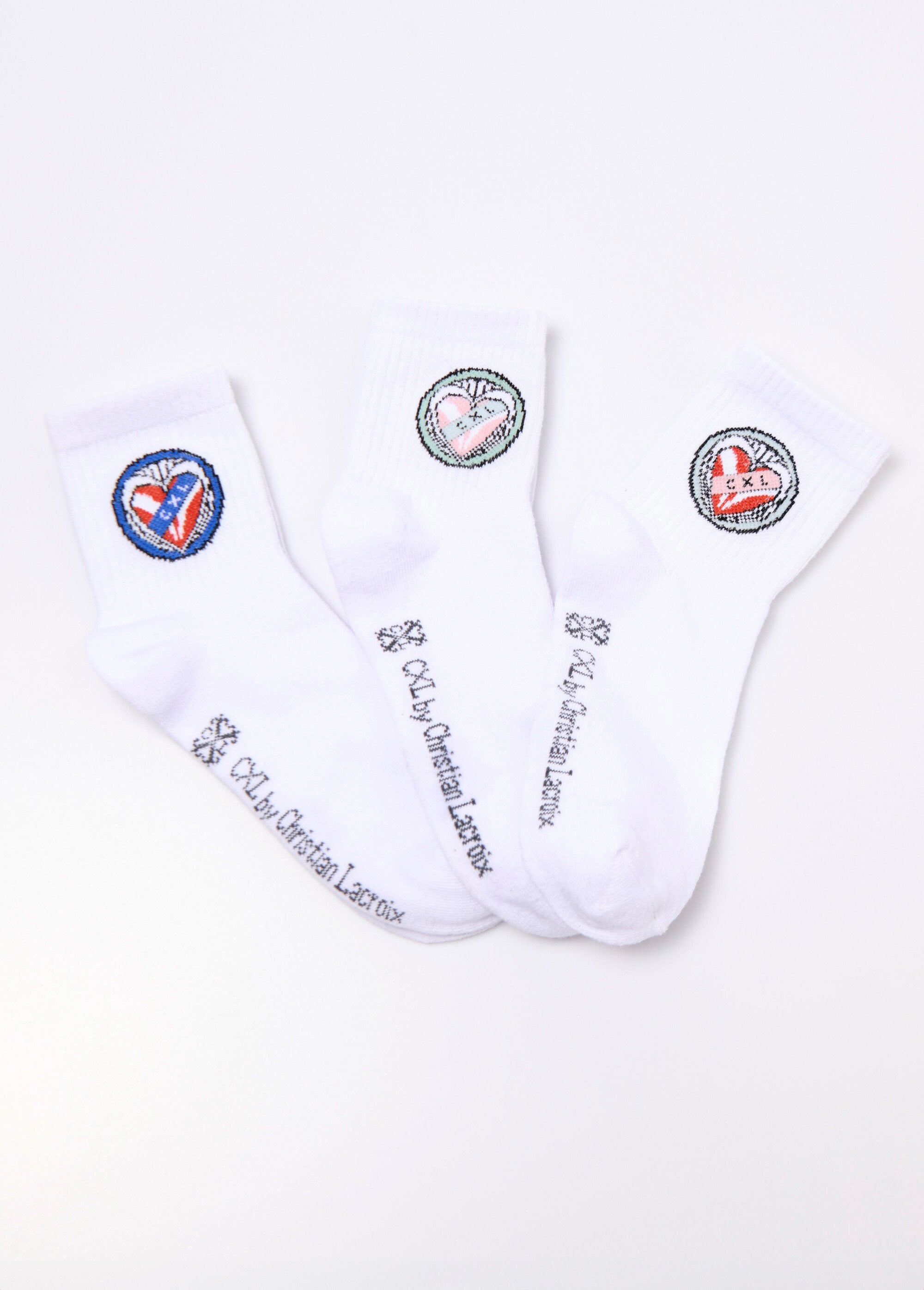 CXL_by_Christian_Lacroix®_-_Set_di_3_calzini_con_toppa_Blanc_lot_3_FA1_slim
