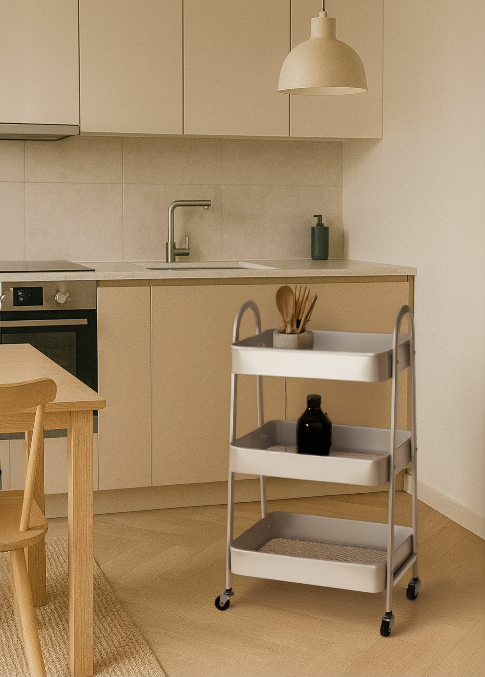 Credenza_in_metallo_leggero_su_rotelle,_3_livelli_Taupe_SF1_slim