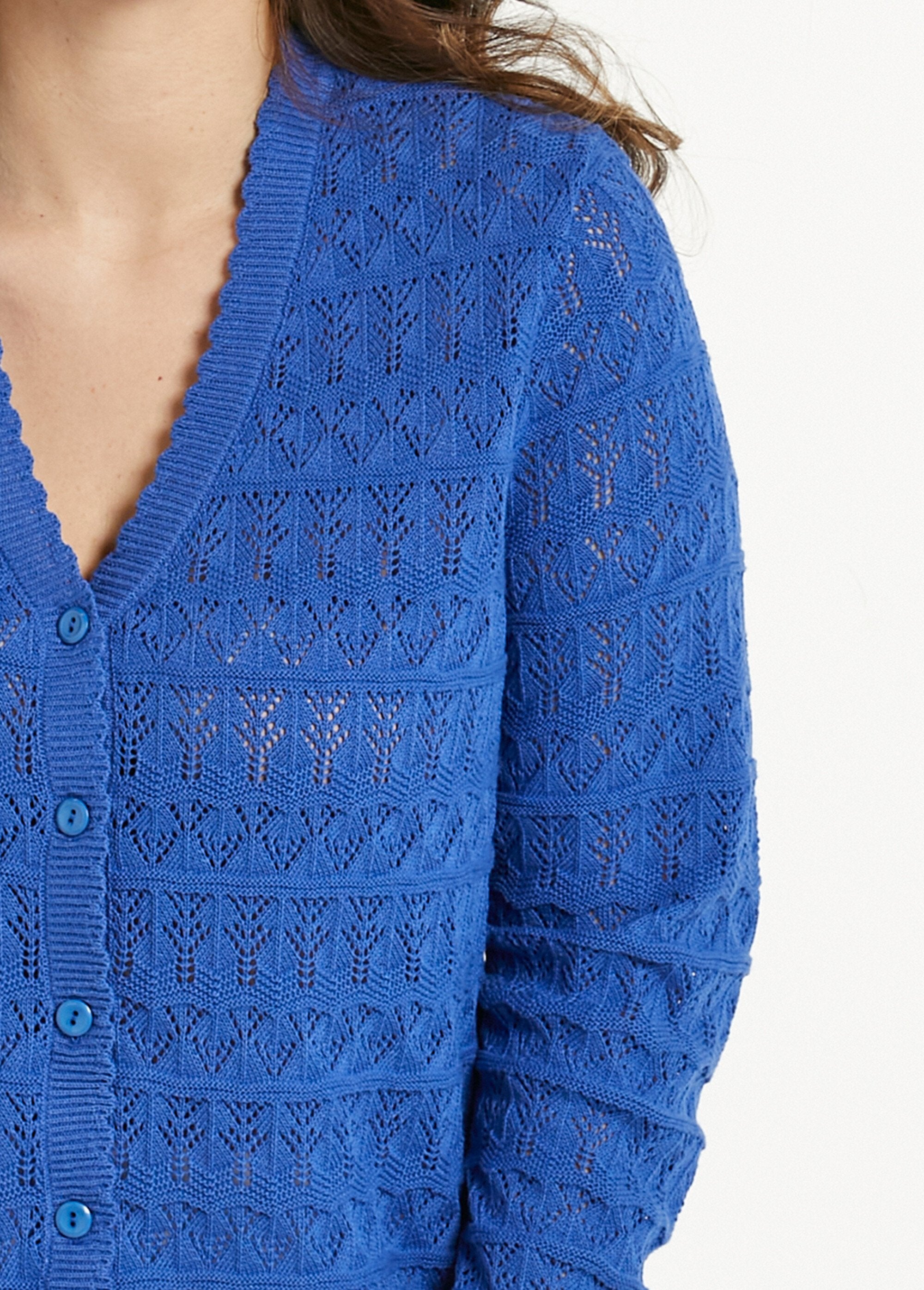 Cardigan_traforato_con_scollo_a_V_e_bottoni_in_misto_cotone_Bleu_DE1_curvy