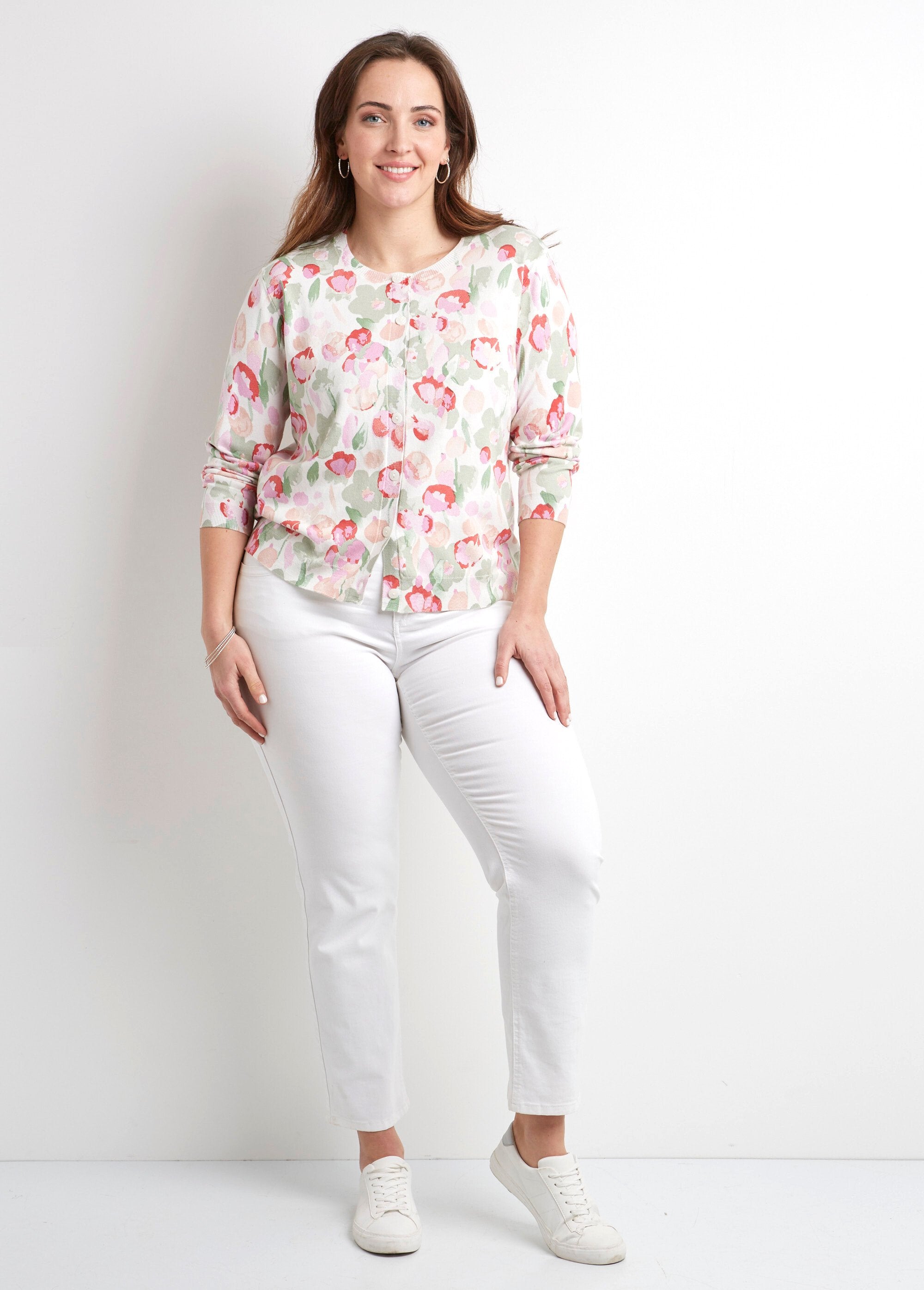 Morbido_cardigan_con_colletto_rotondo_abbottonato_Vert_et_coquelicot_SF1_curvy