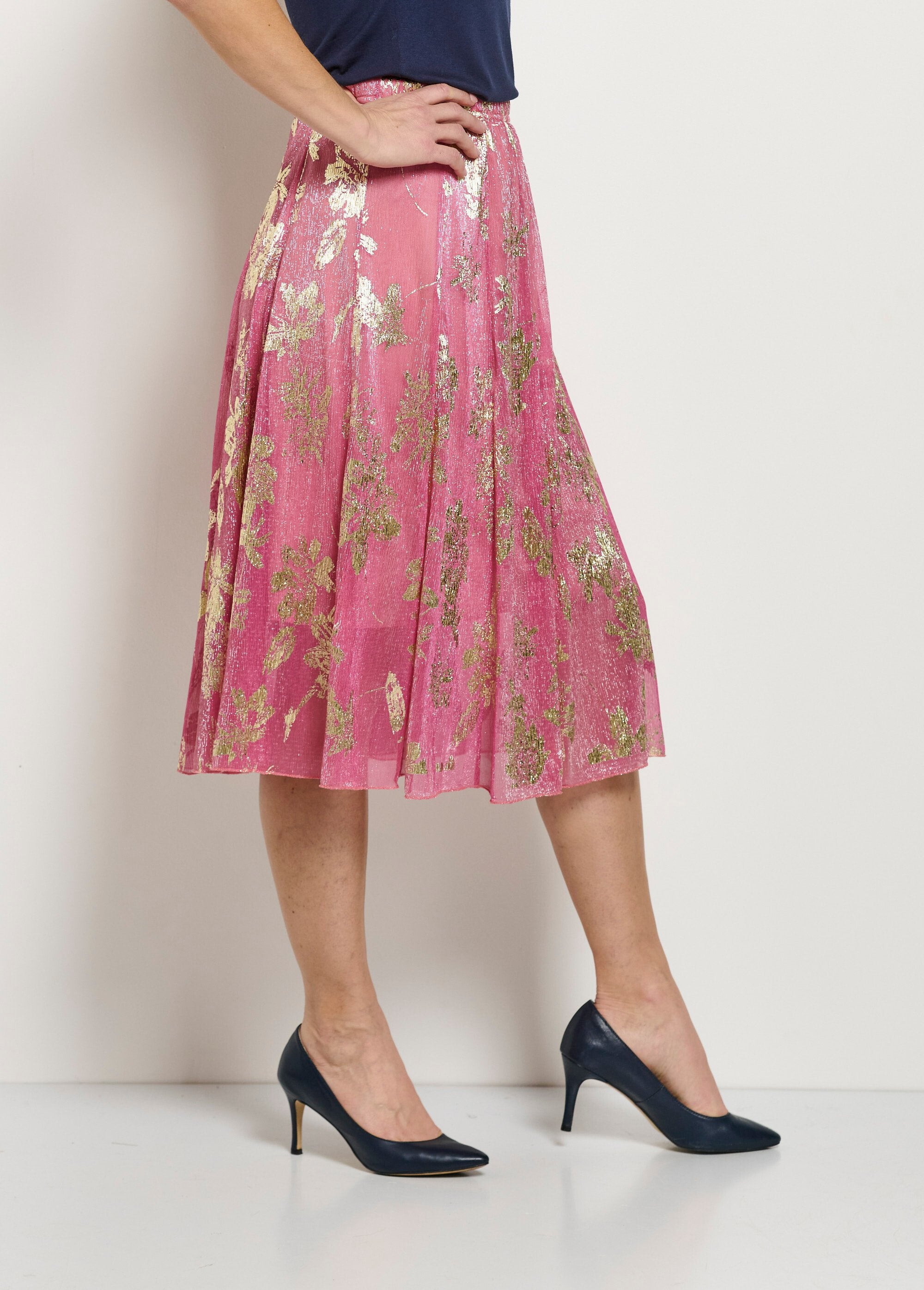 Gonna_ampia_di_media_lunghezza_con_stampa_a_fogliame_dorato_Rose_DR1_slim