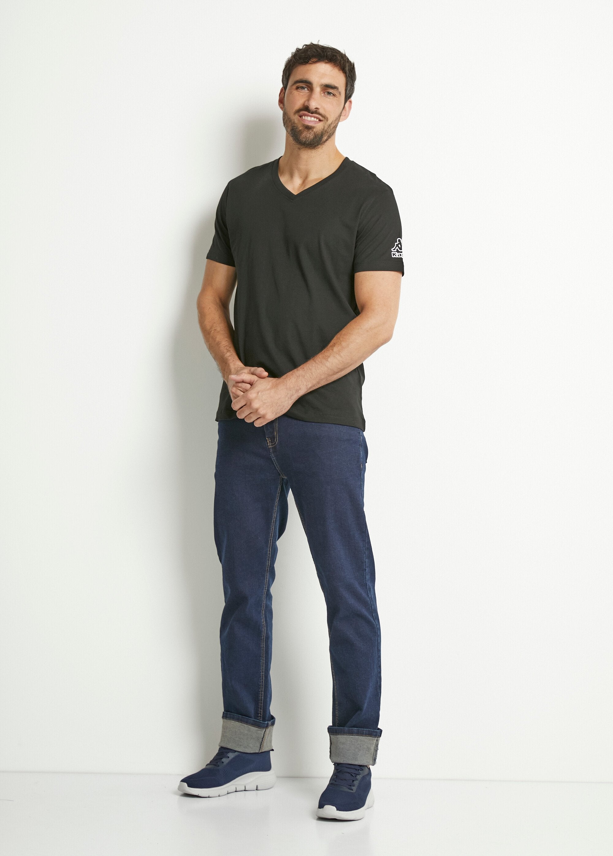 Confezione_da_2_magliette_con_logo_con_scollo_a_V,_trasparenti_Noir_lot_2_SF1_slim