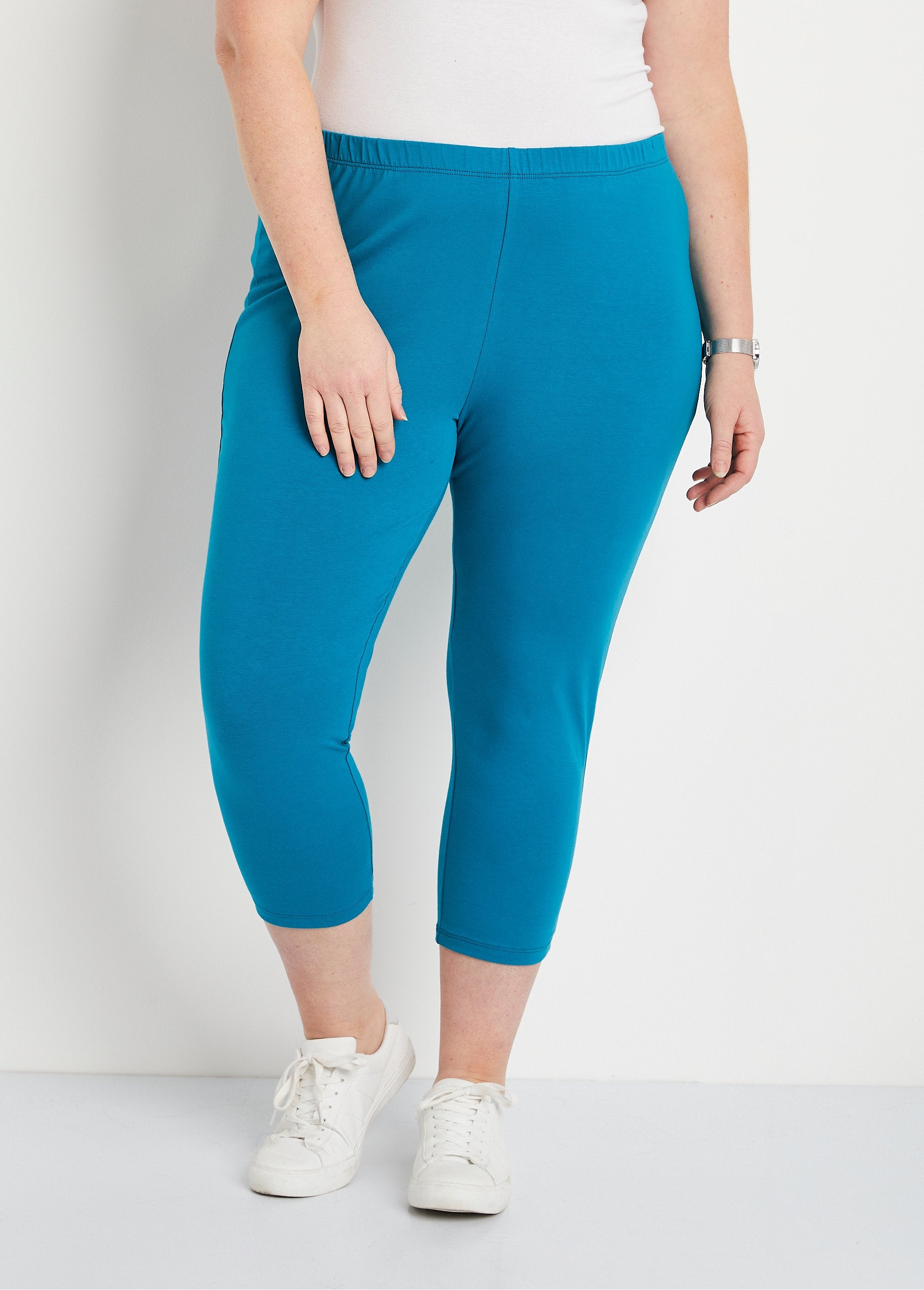 Leggings_corti_in_cotone_con_elastico_in_vita_Acqua_FA1_curvy