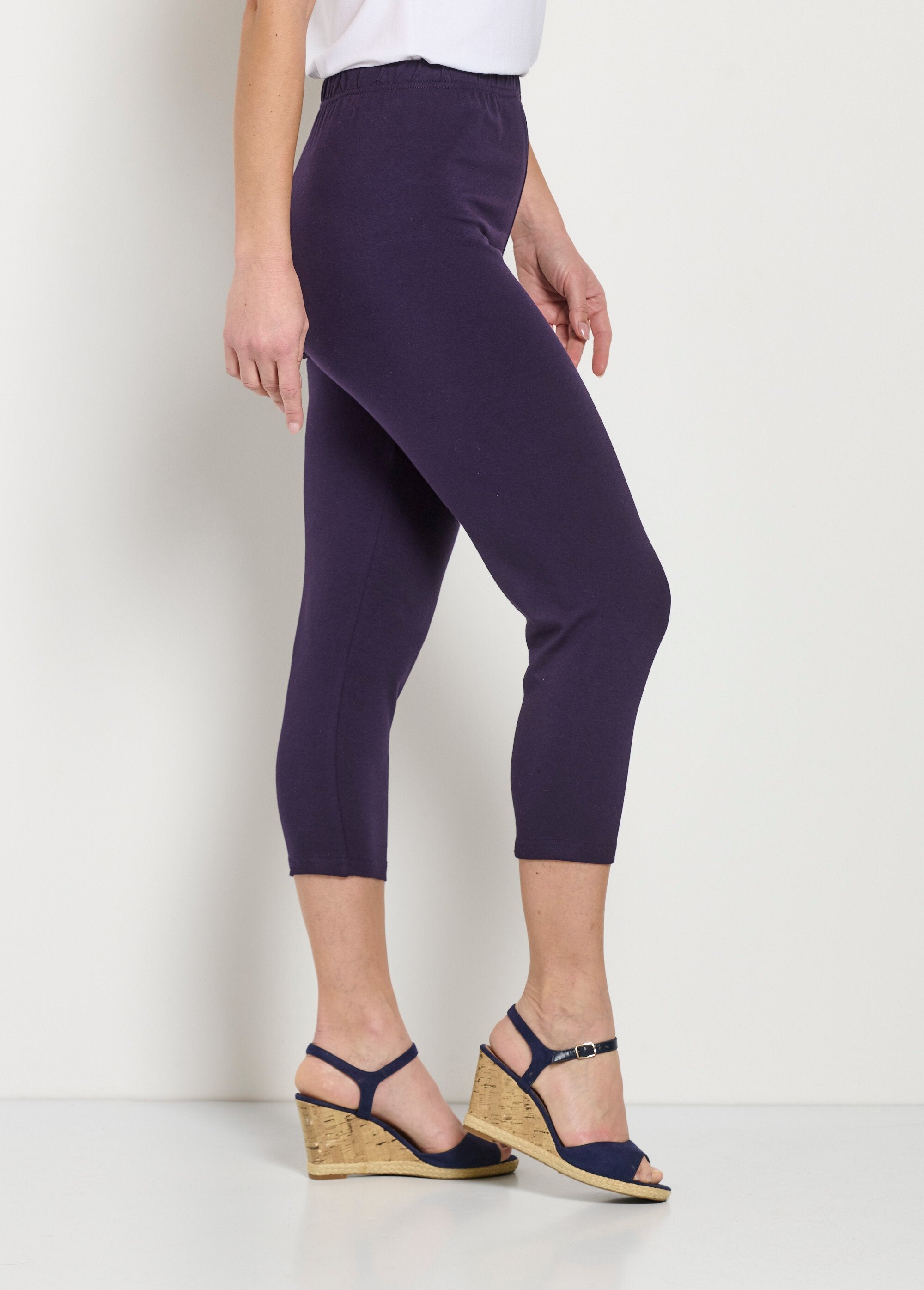Leggings_corti_in_cotone_con_elastico_in_vita_Uni_prune_DR1_slim