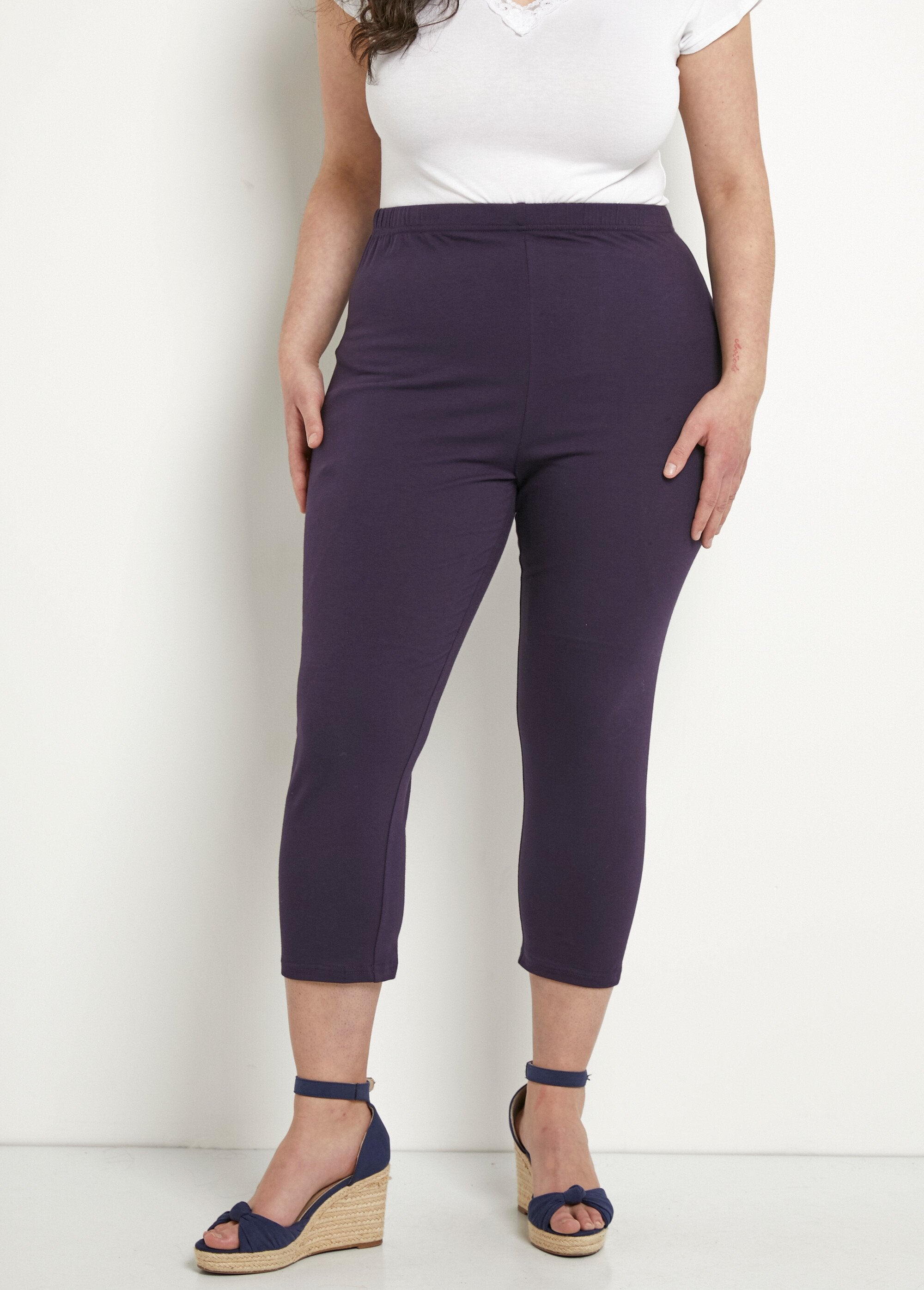 Leggings_corti_in_cotone_con_elastico_in_vita_Uni_prune_FA1_curvy