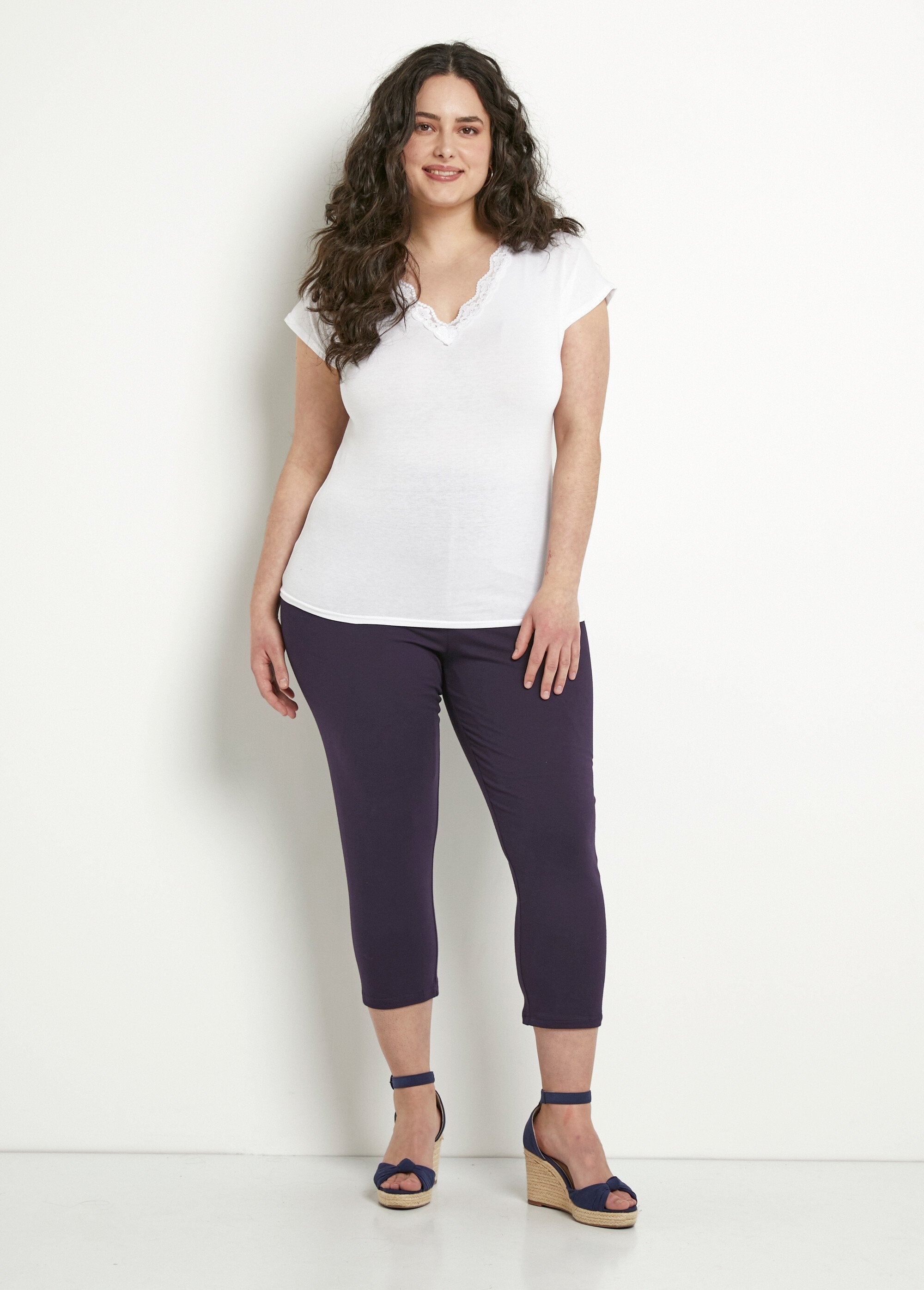 Leggings_corti_in_cotone_con_elastico_in_vita_Uni_prune_SF1_curvy