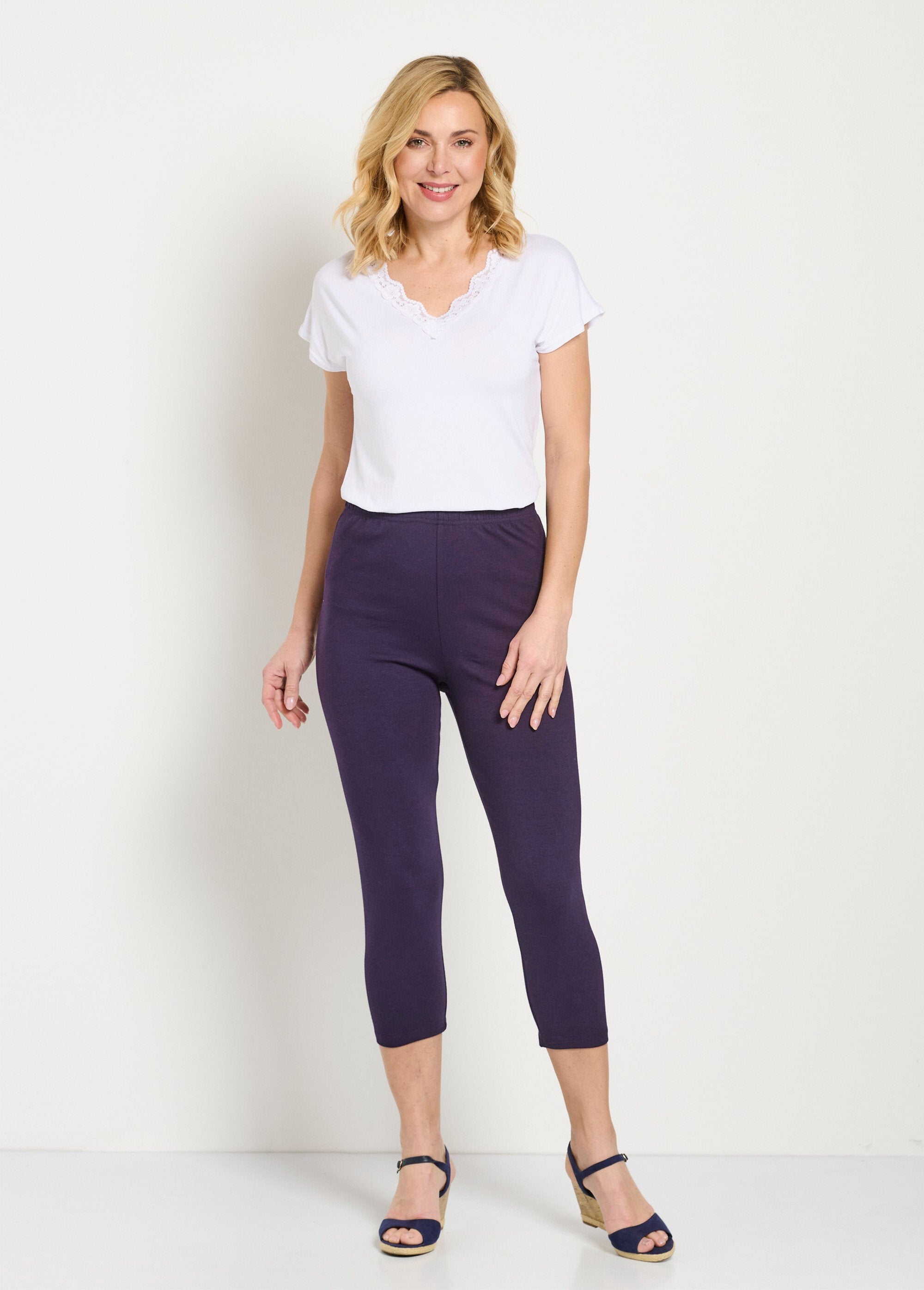 Leggings_corti_in_cotone_con_elastico_in_vita_Uni_prune_SF1_slim