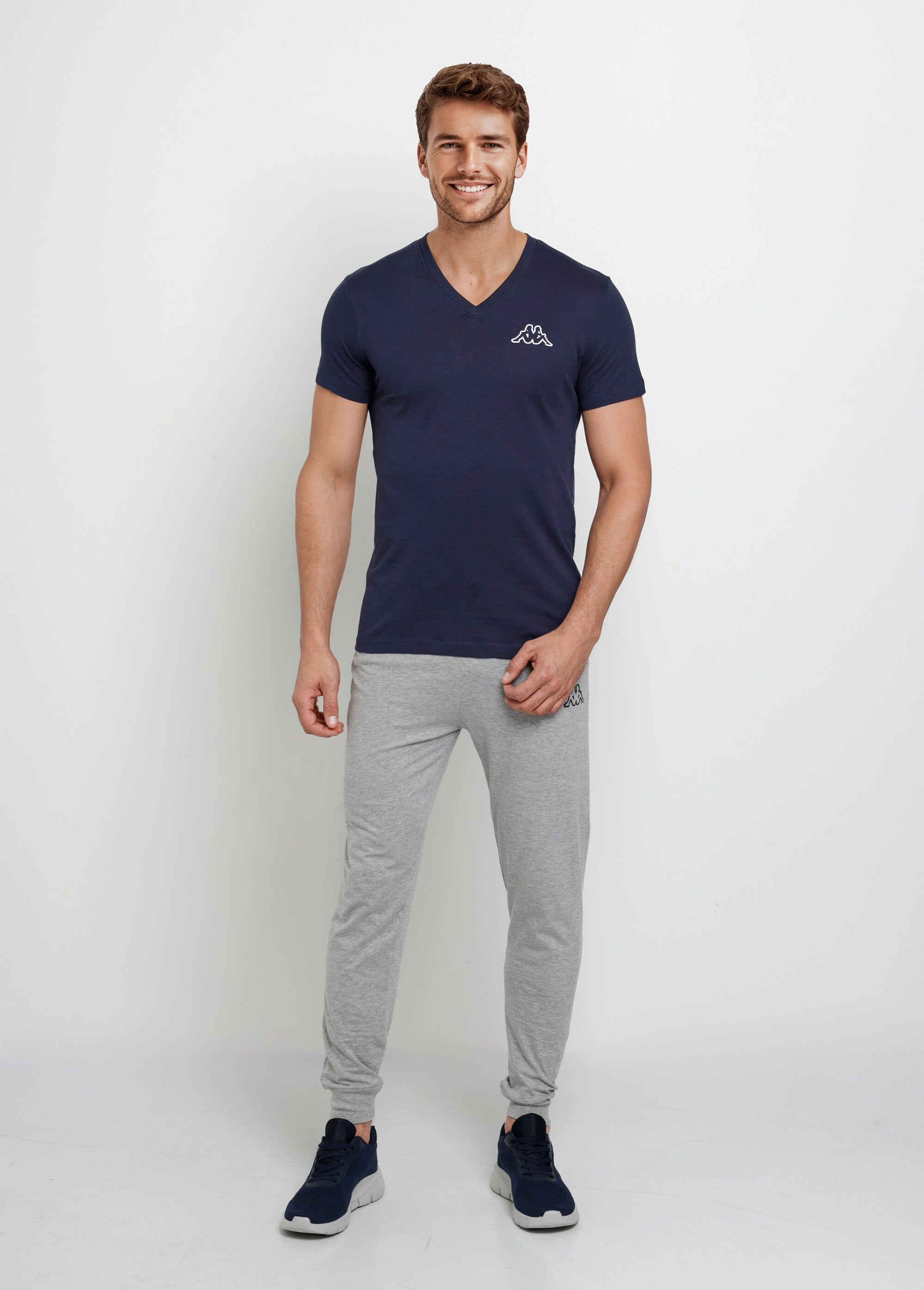 T-shirt_scura_a_maniche_corte_con_scollo_a_V_Bleu_marine_SF1_slim