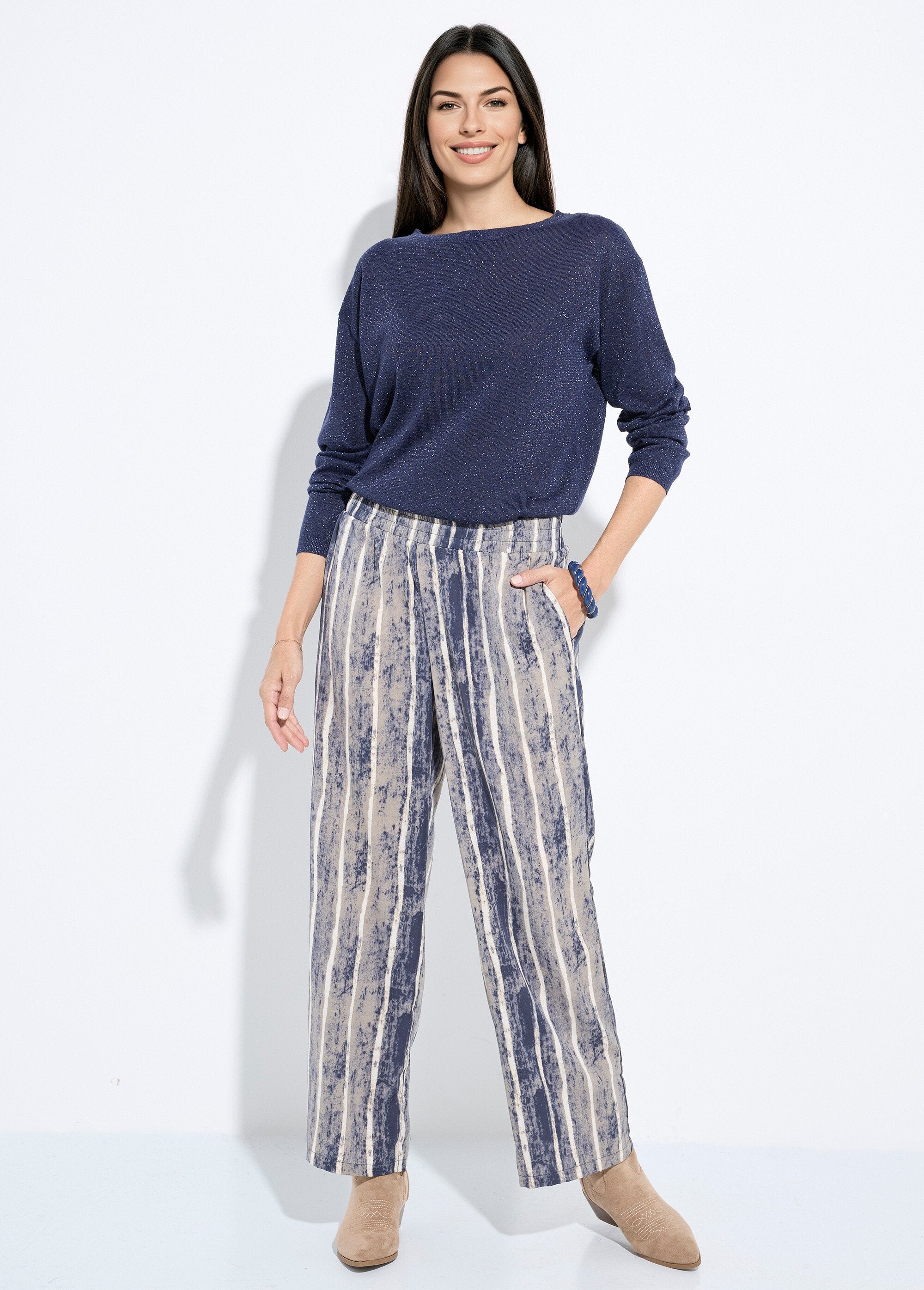 Pantaloni_elasticizzati_fluidi,_stampa_a_righe_Gris_et_ecru_SF1_slim