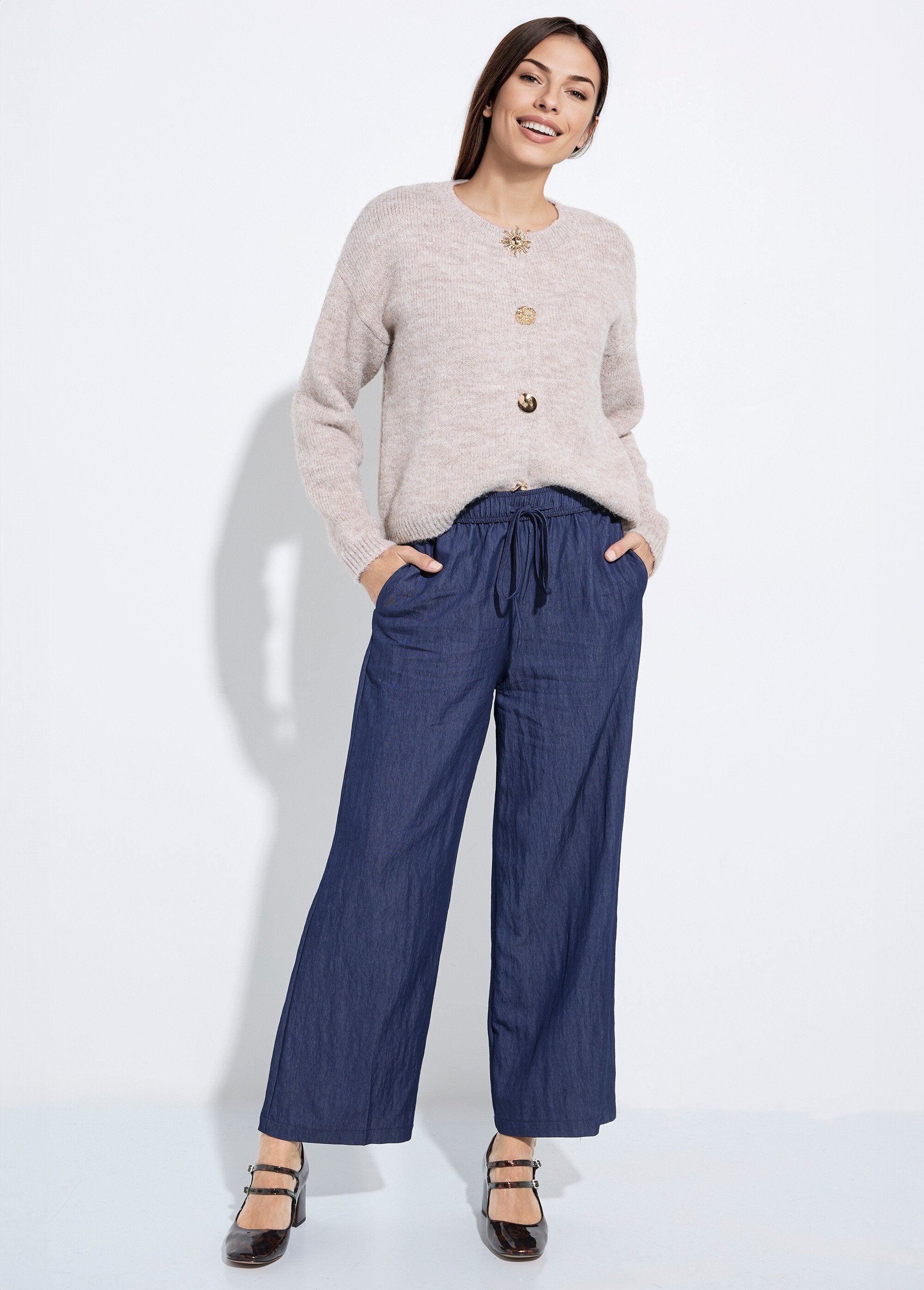 Pantaloni_elasticizzati_a_tinta_unita_in_twill_Bleu_SF1_slim
