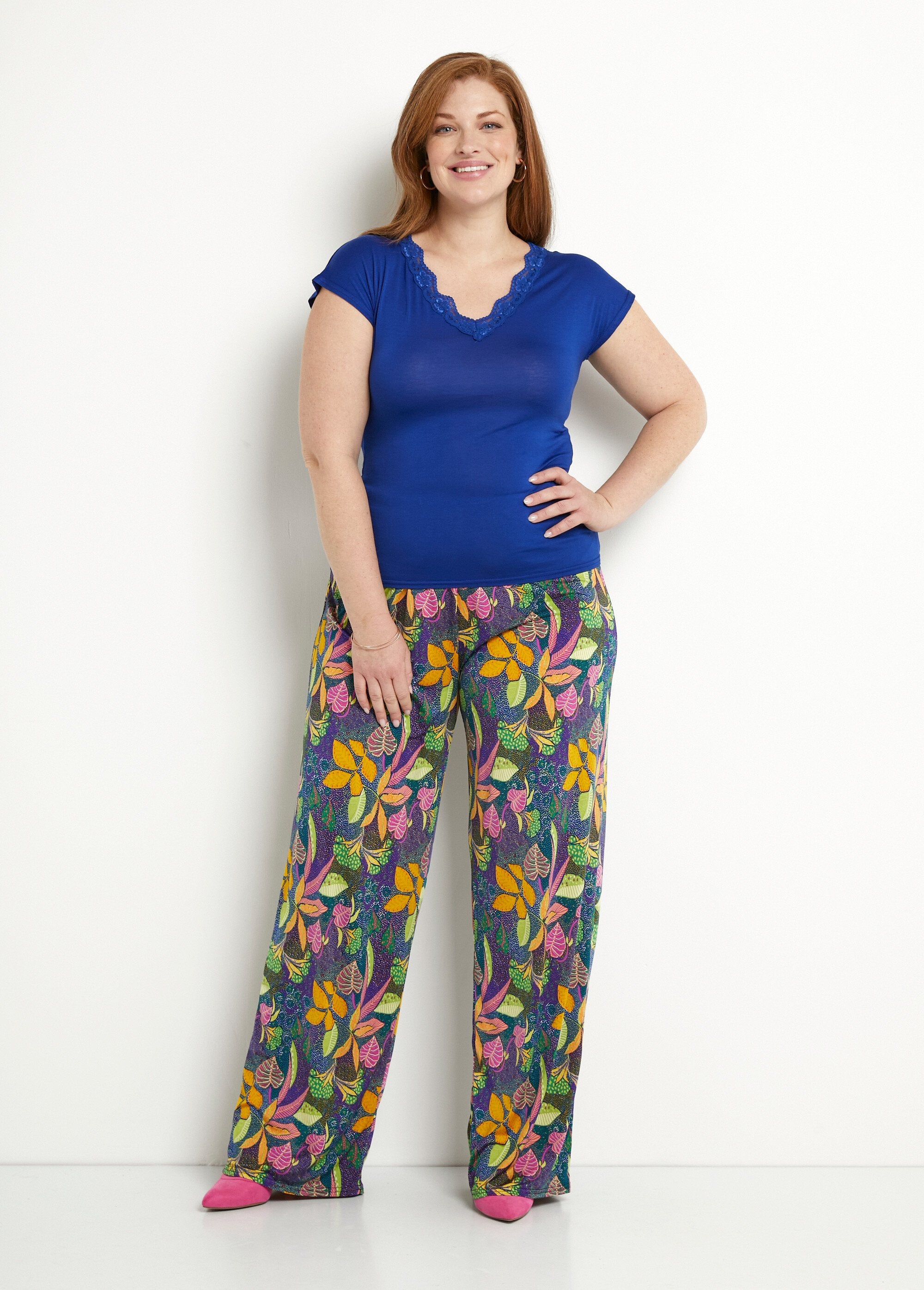 Pantaloni_fluidi_con_vita_elasticizzata_in_maglia_Rose_et_jaune_SF1_curvy