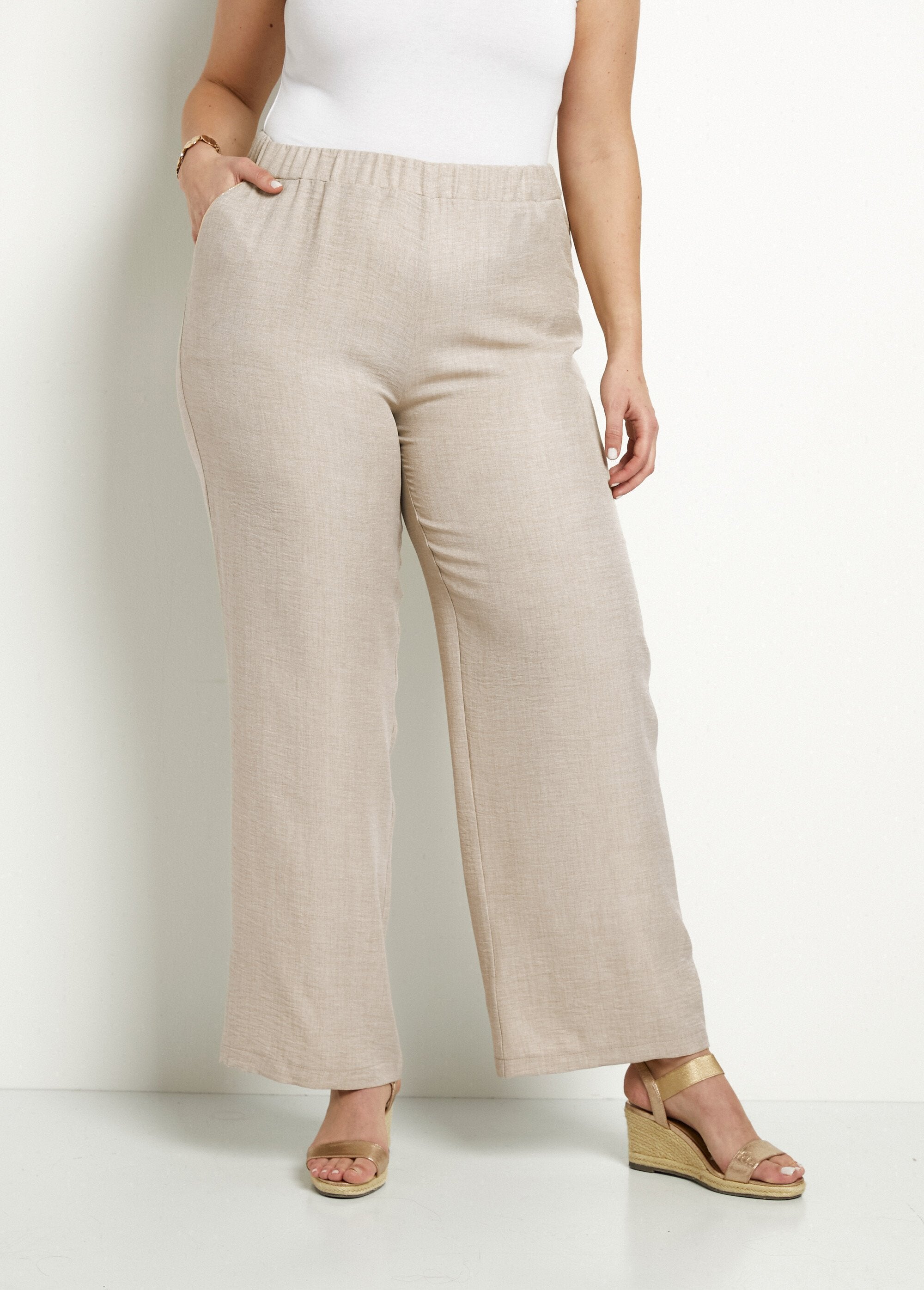 Pantaloni_a_gamba_larga_con_fascia_elastica_in_vita_in_look_lino_Beige_FA1_curvy