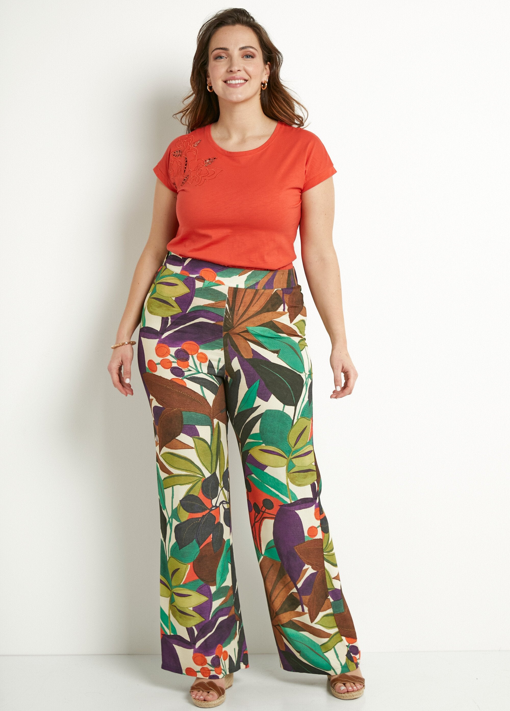 Pantaloni_a_gamba_larga_con_elastico_stampato_in_vita_Multicolore_SF1_curvy