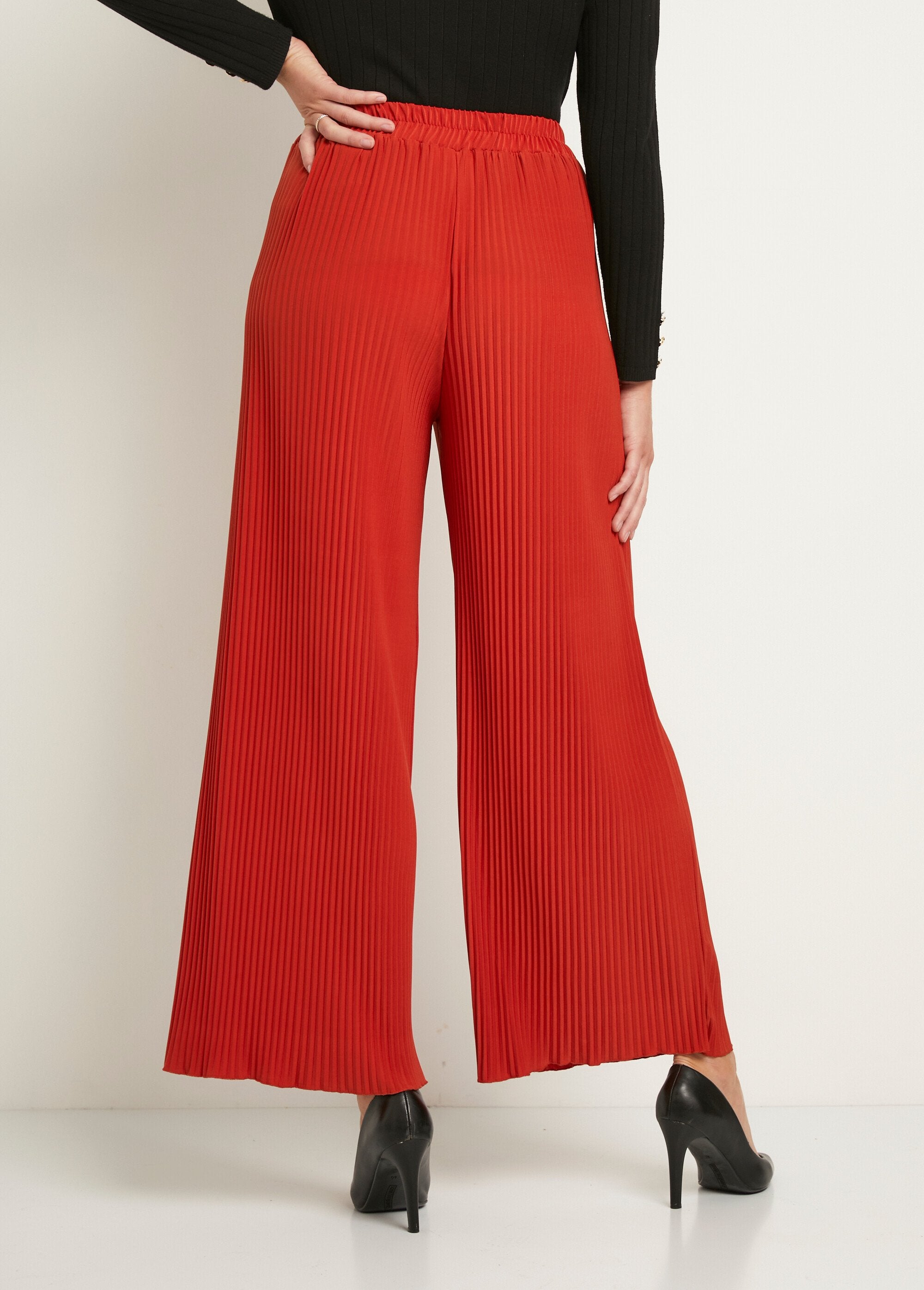 Pantaloni_a_gamba_larga_con_vita_elastica_in_rete_plissettata_Orange_DO1_slim