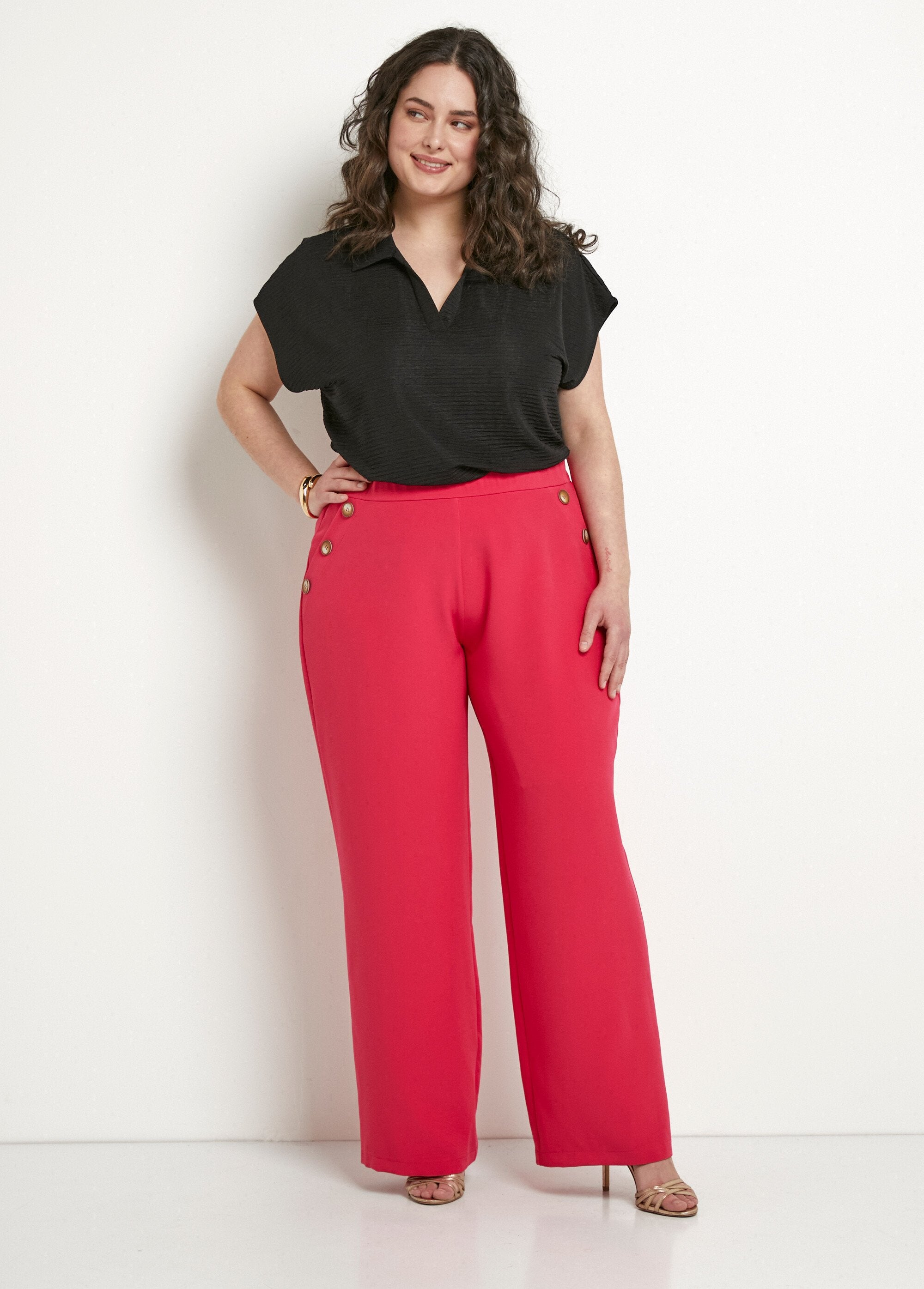 Pantaloni_tinta_unita_a_gamba_larga_con_vita_semi-elasticizzata_Fuchsia_SF1_curvy