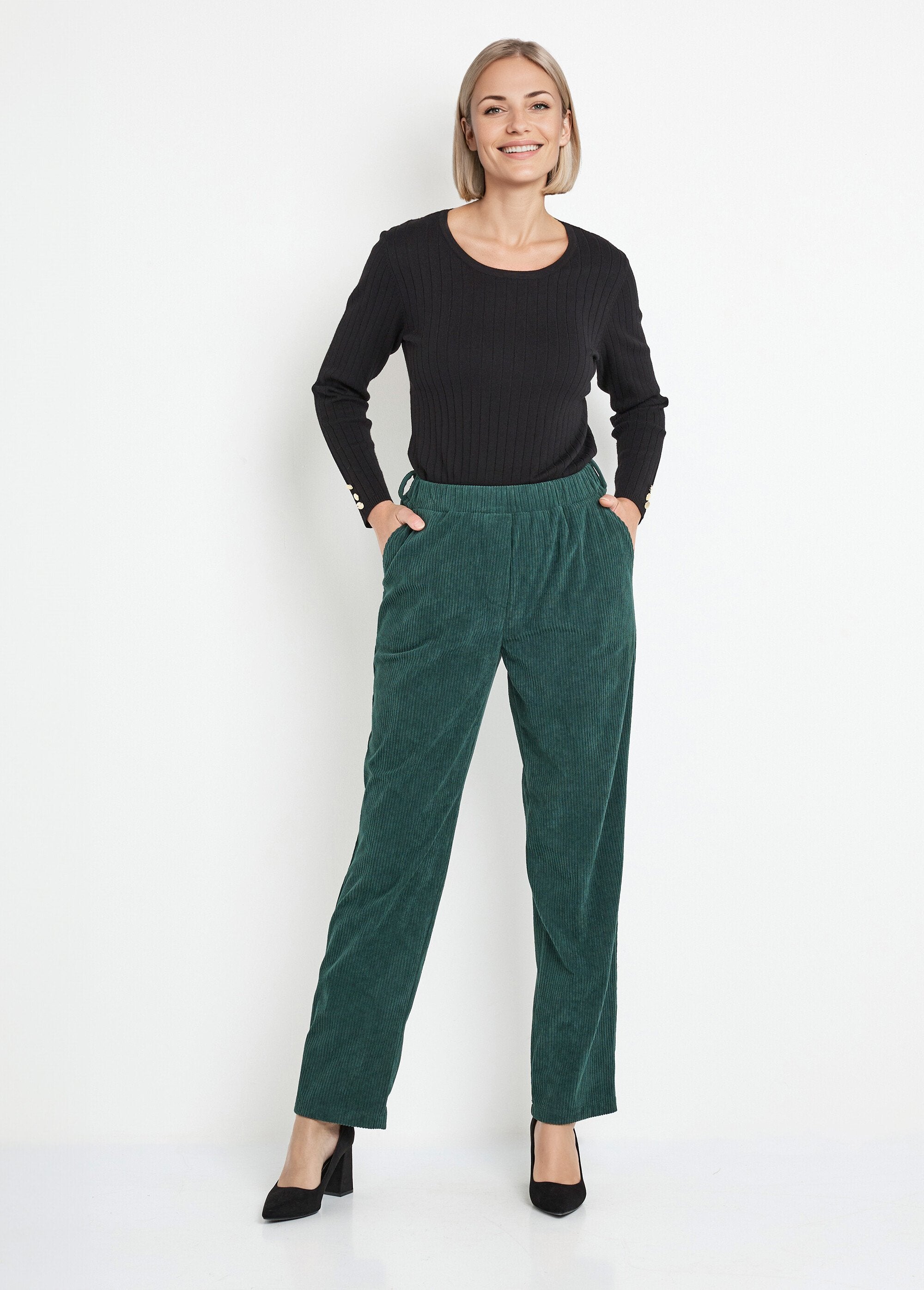 Pantaloni_in_velluto_a_coste_con_elastico_in_vita_Vert_SF1_slim