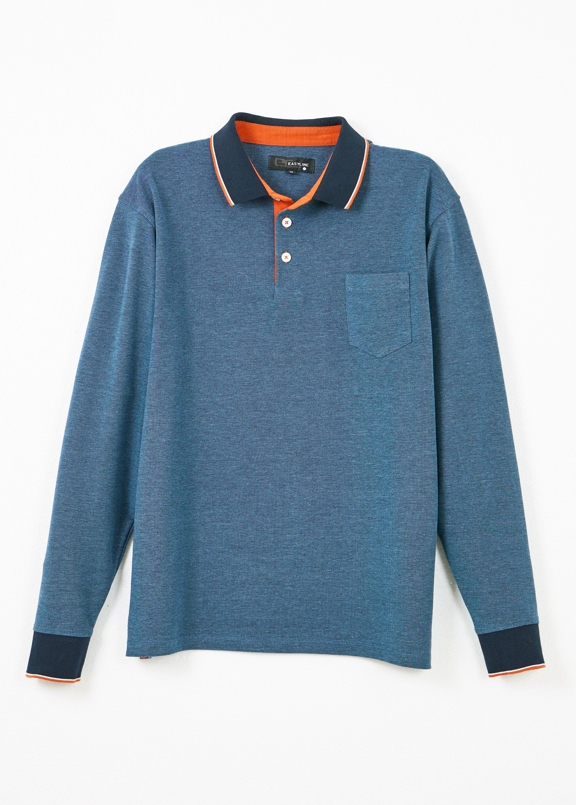 Polo_a_maniche_lunghe_in_piqué_di_cotone_Bleu_AP1_slim