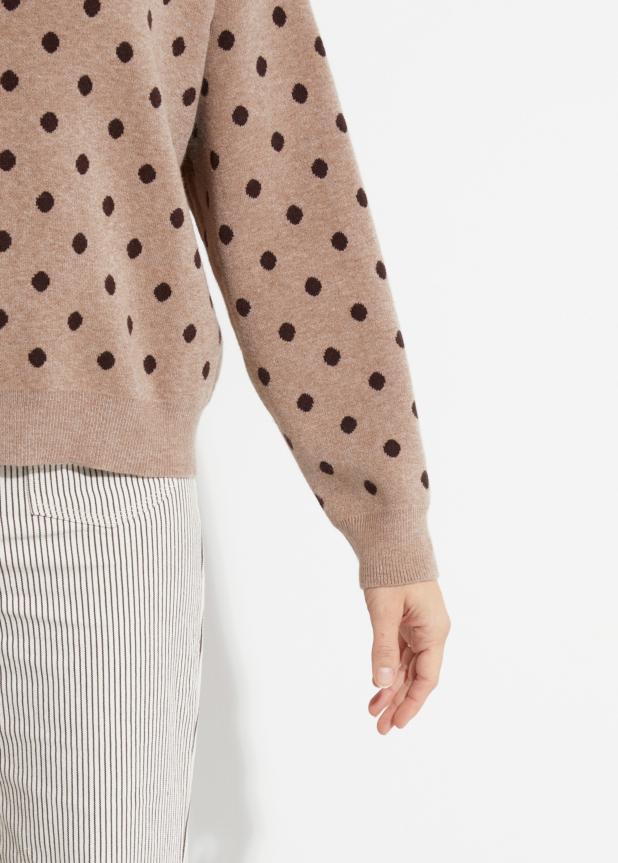 Maglione_a_pois_con_scollo_rotondo,_maglia_jacquard_Taupe_DE2_slim