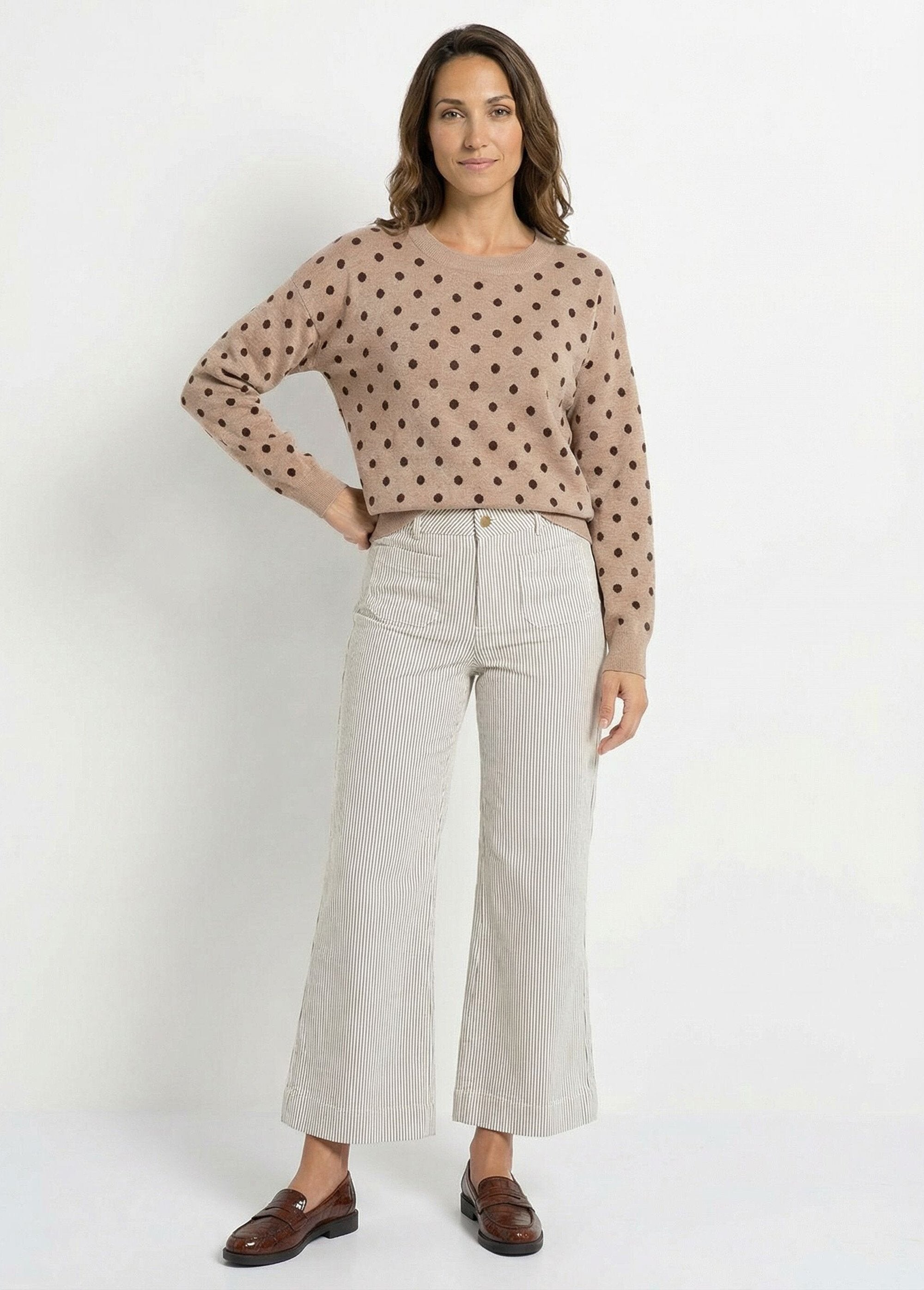 Maglione_a_pois_con_scollo_rotondo,_maglia_jacquard_Taupe_SF1_slim