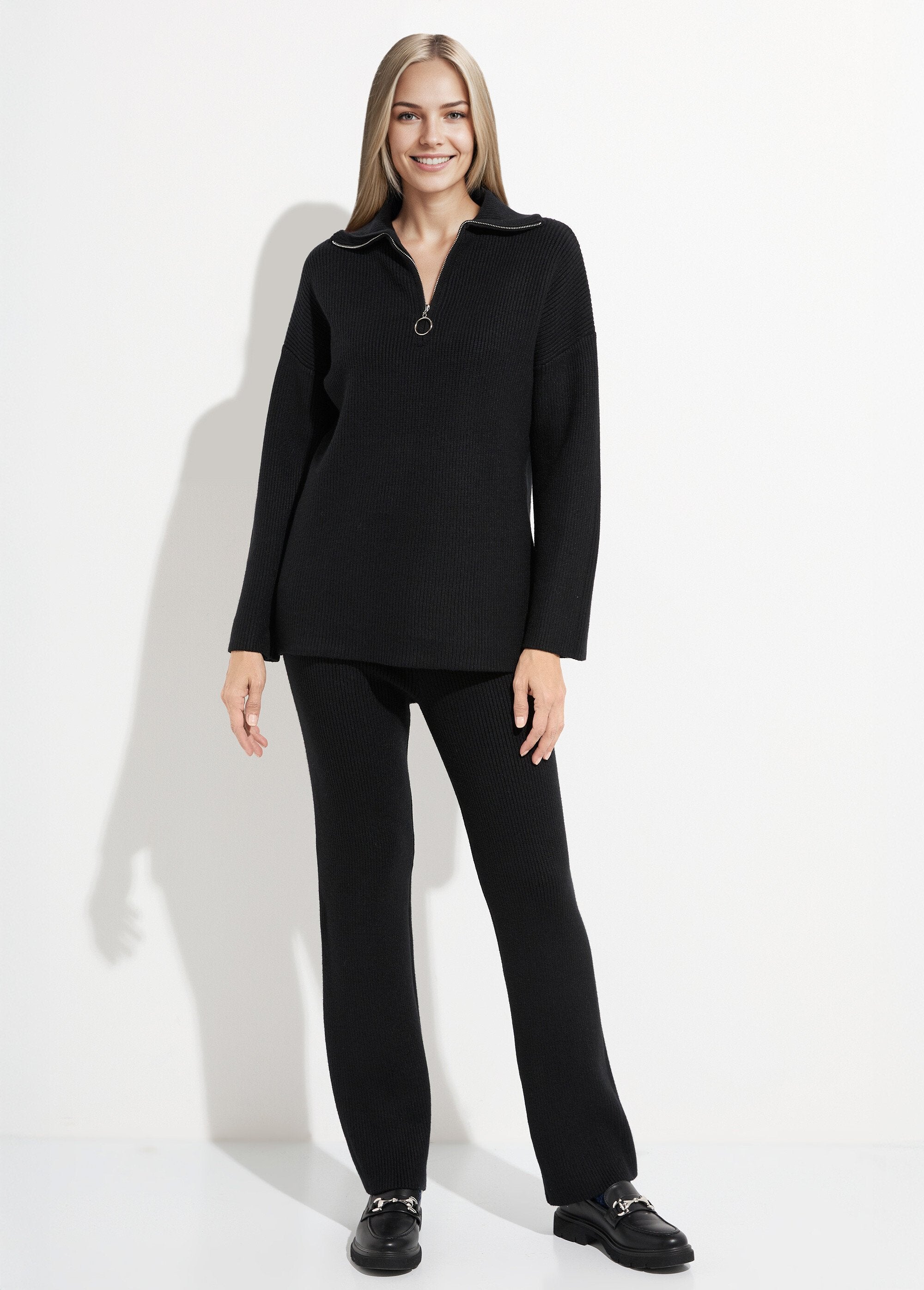 Confortevole_maglione_trucker_in_maglia_paffuta_Noir_SF1_slim