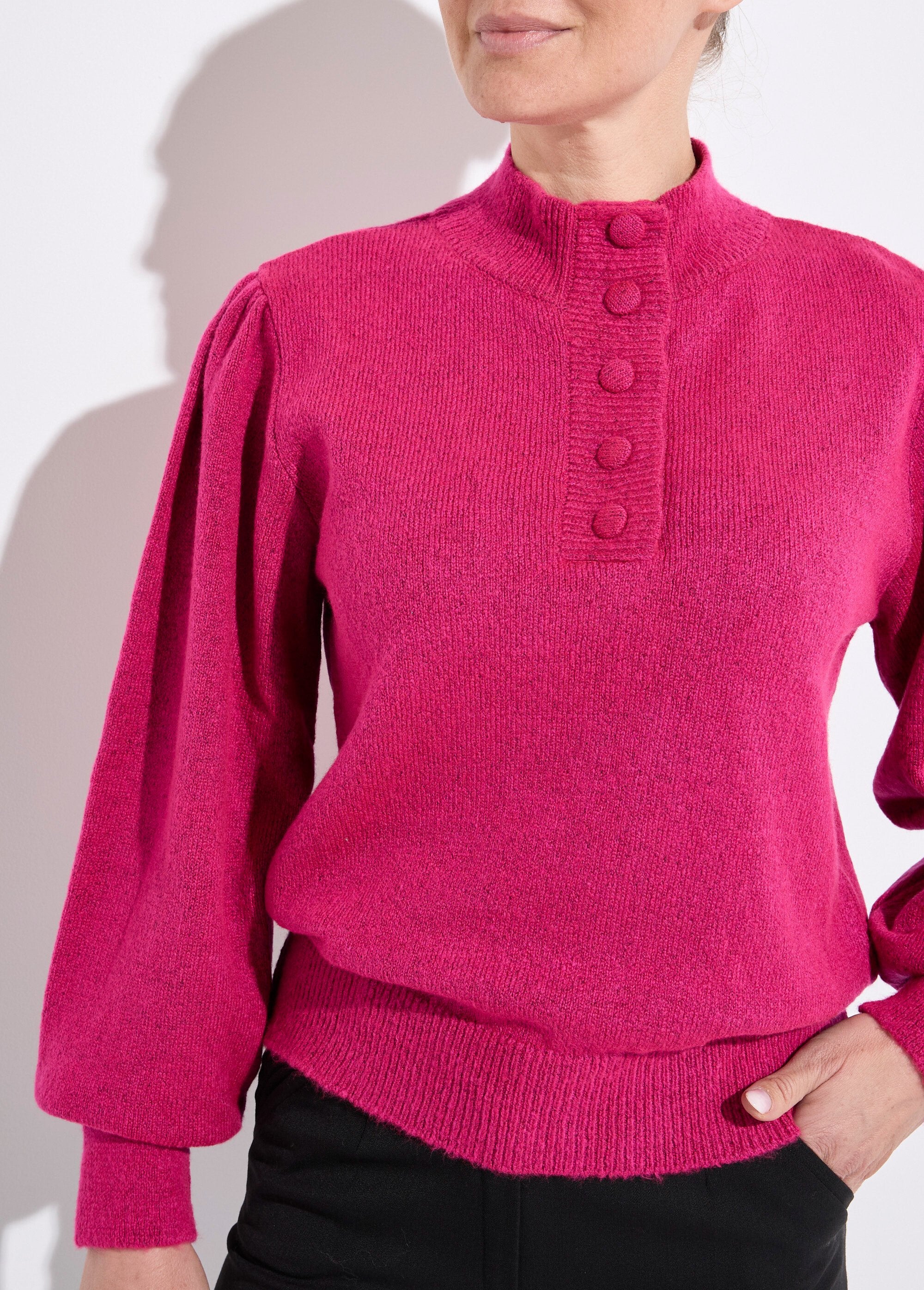Caldo_maglione_button-down_a_collo_alto_Fuchsia_DE1_slim