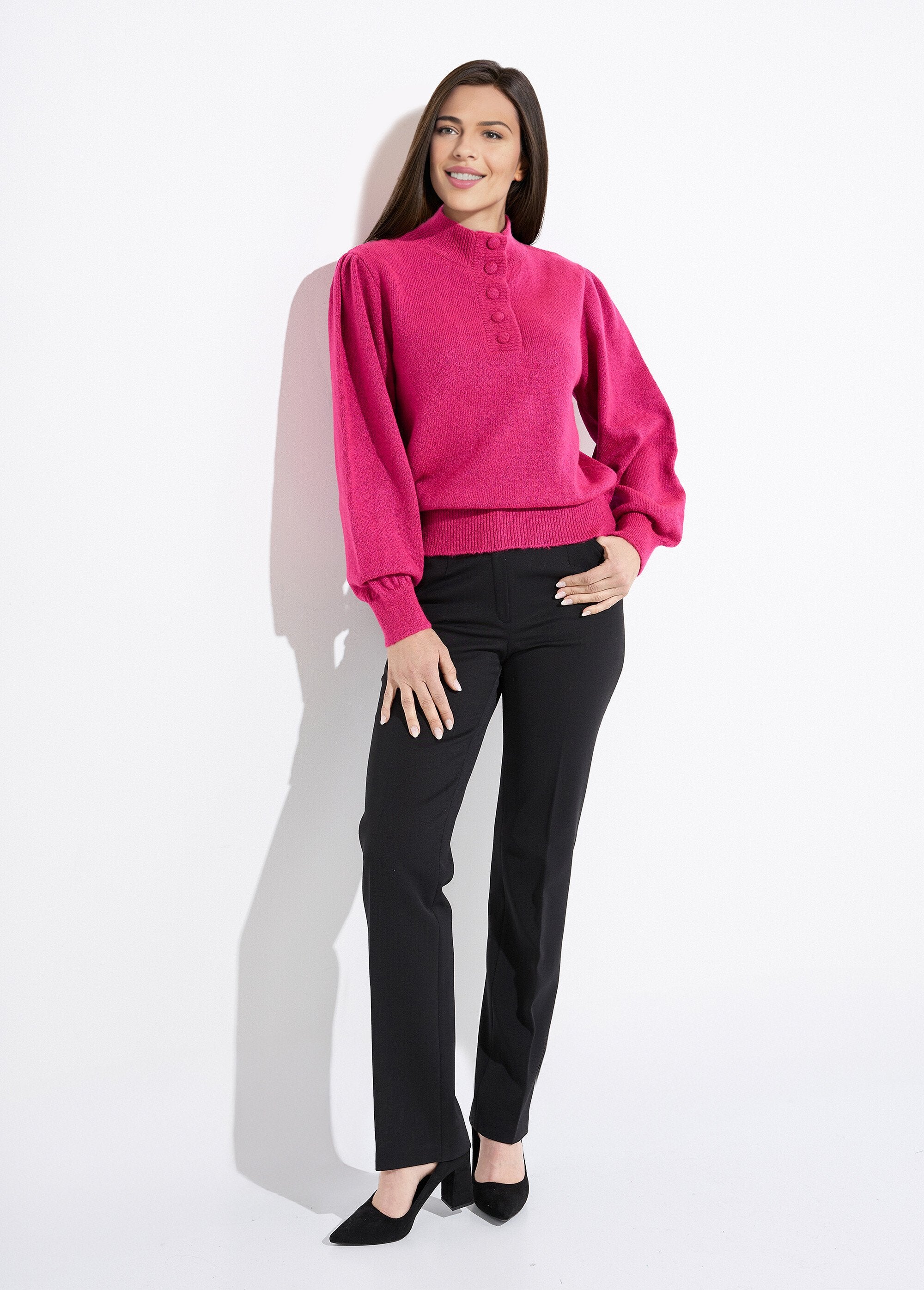 Caldo_maglione_button-down_a_collo_alto_Fuchsia_SF1_slim