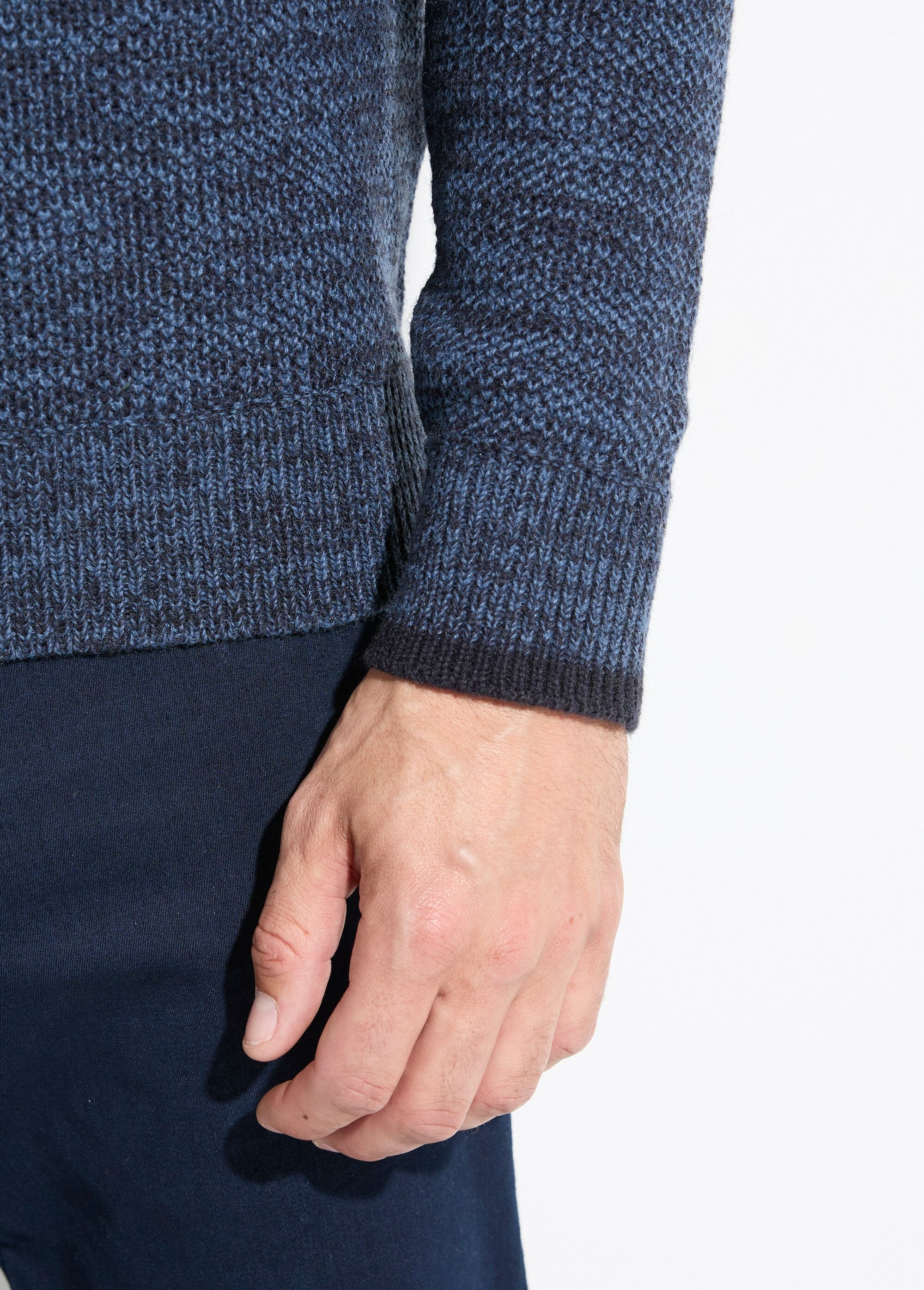 Maglione_con_zip_a_collo_alto_in_lana_screziata_Bleu_DE2_slim