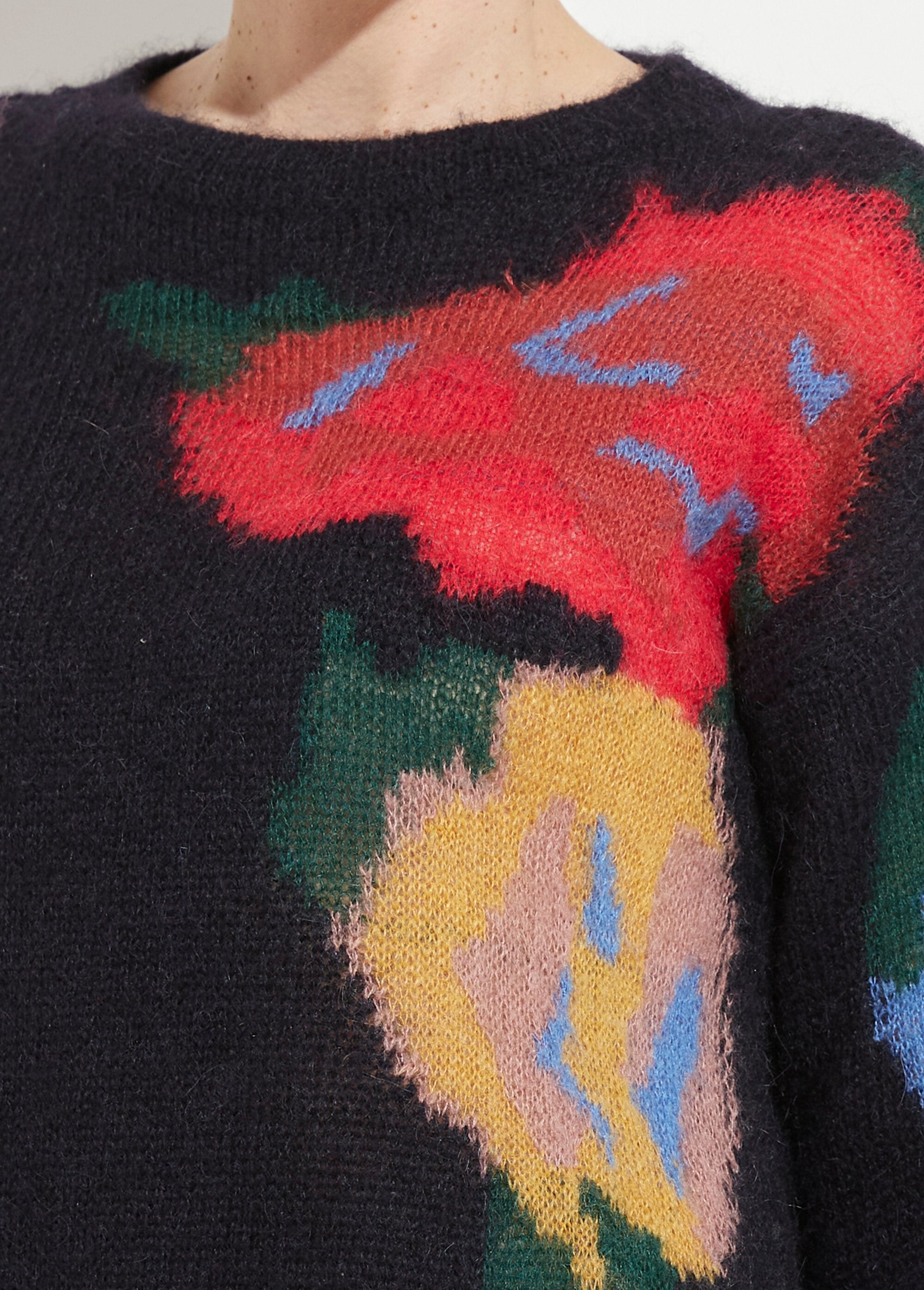 Maglia_con_scollo_rotondo_e_jacquard_floreale_in_mohair_Marine_et_tomette_DE1_slim