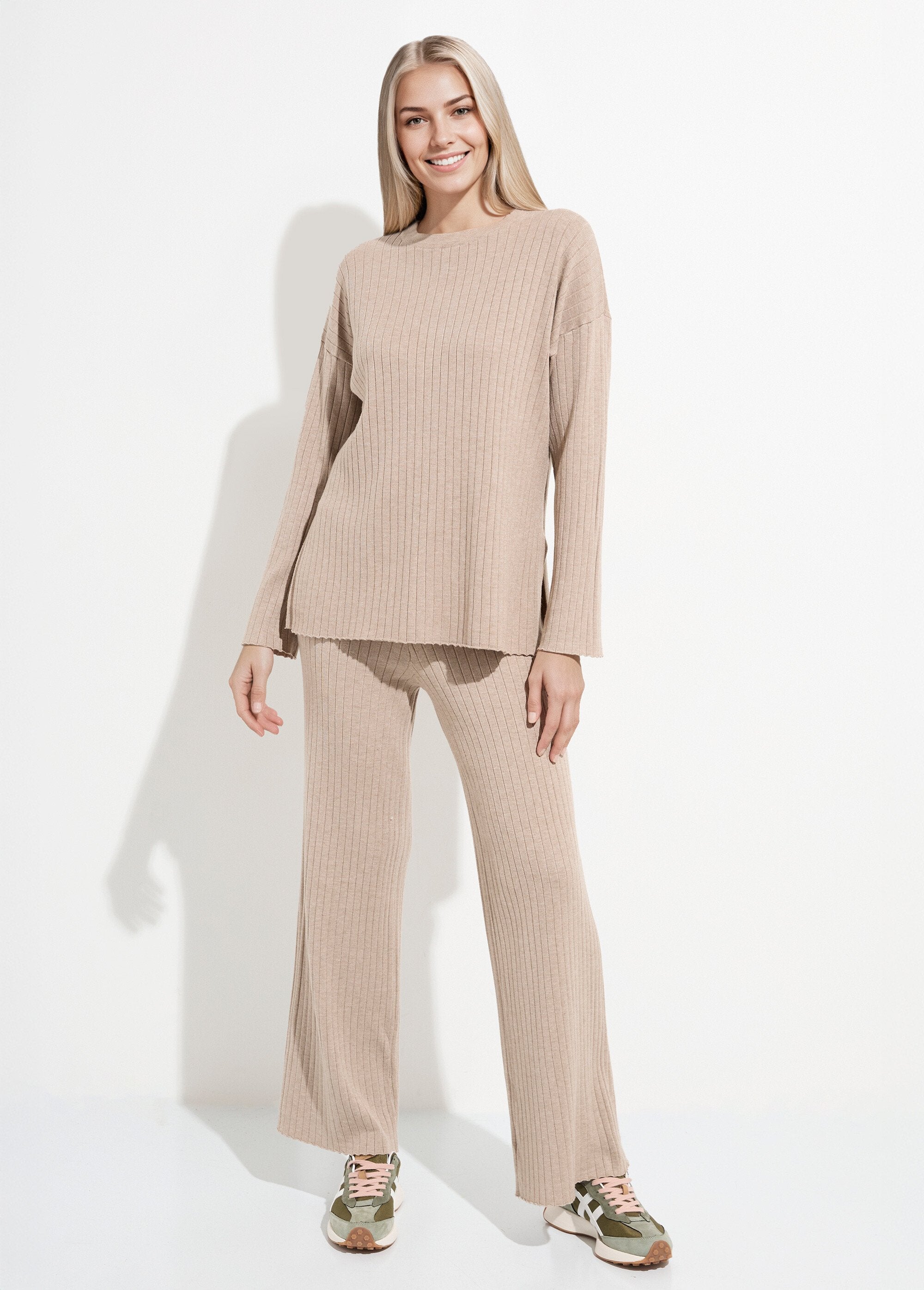 Maglione_comfort_con_maglia_a_coste_piatte_Beige_SF1_slim