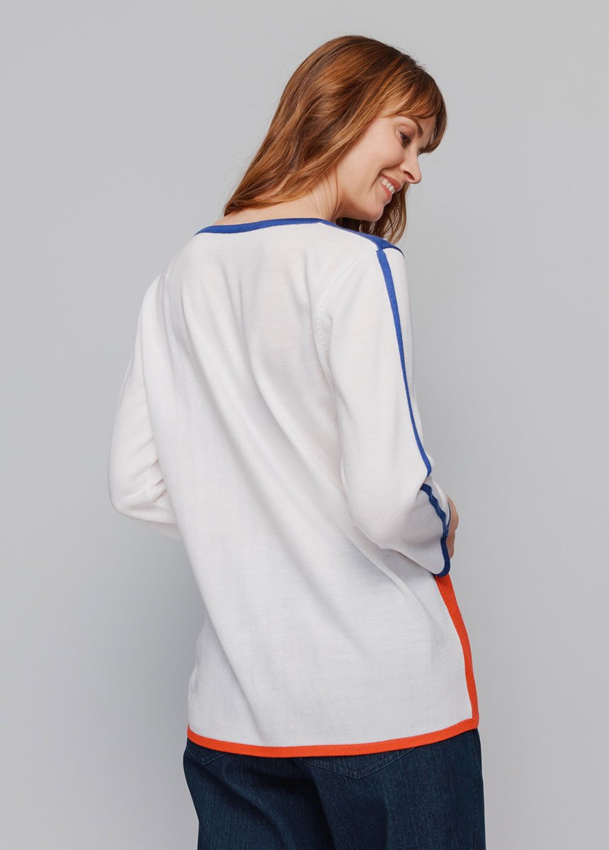 Maglia_intarsiata_con_maniche_a_3/4_Jacquard_bleu_et_rouge_DO1_slim