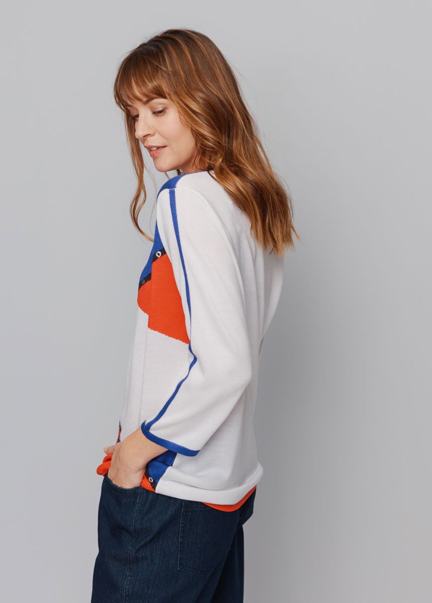 Maglia_intarsiata_con_maniche_a_3/4_Jacquard_bleu_et_rouge_DR1_slim