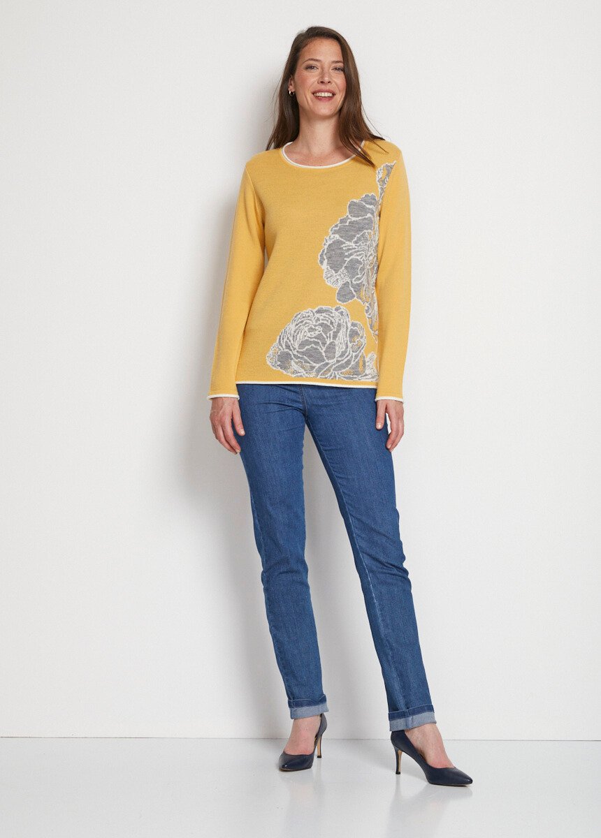 Maglia_con_scollo_rotondo_in_jacquard_floreale_e_lana_Miel_et_gris_SF1_slim