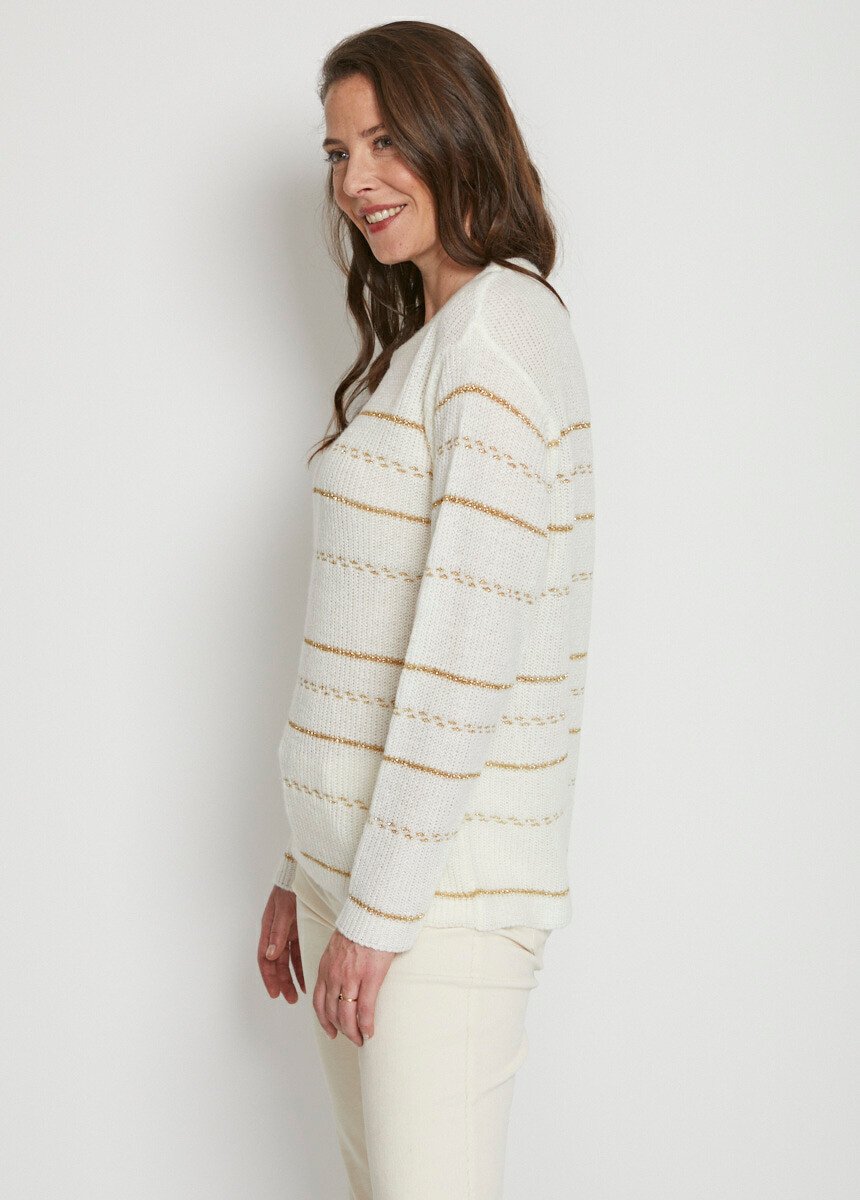 Maglione_in_maglia_perlata_con_strisce_scintillanti_Ecru_DR1_slim