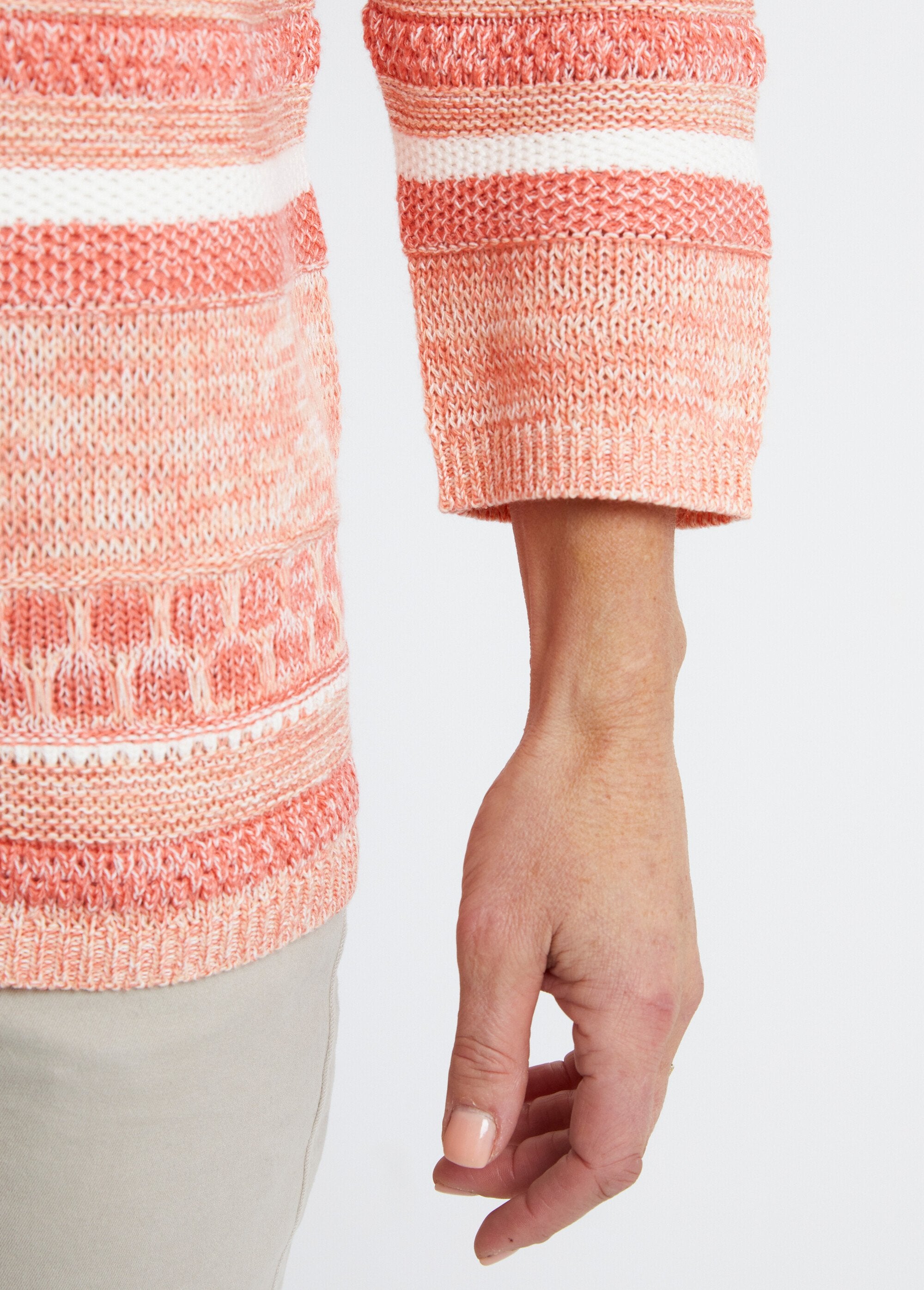 Maglia_con_maniche_a_3/4_con_effetto_a_righe_Abricot_DE2_slim