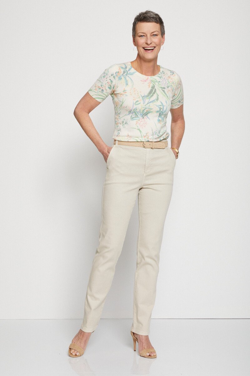Maglia_a_maniche_corte_con_stampa_floreale_Beige_et_vert_SF1_slim