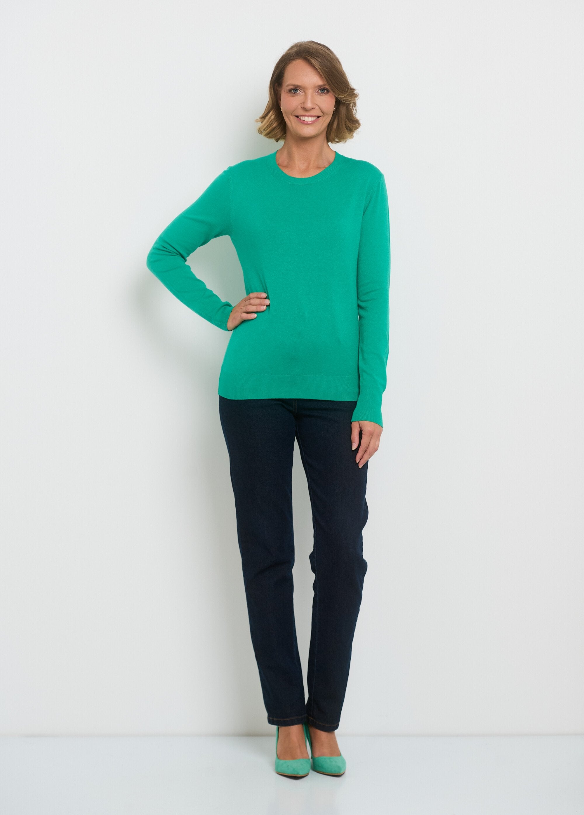 Maglia_a_maniche_lunghe_in_maglia_sottile_Vert_SF1_slim