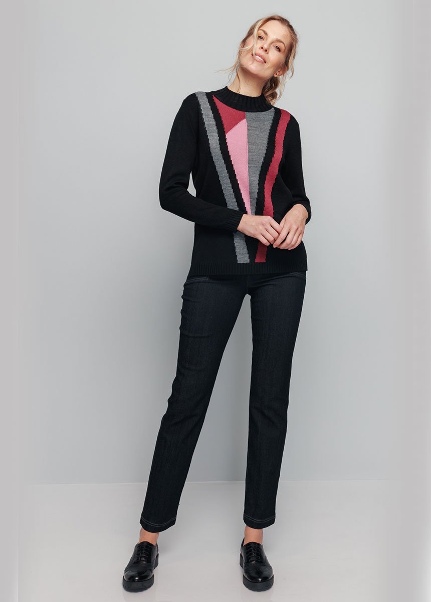 Maglia_a_tunica_in_jacquard_con_collo_alto_Nero_e_rosa_SF1_slim