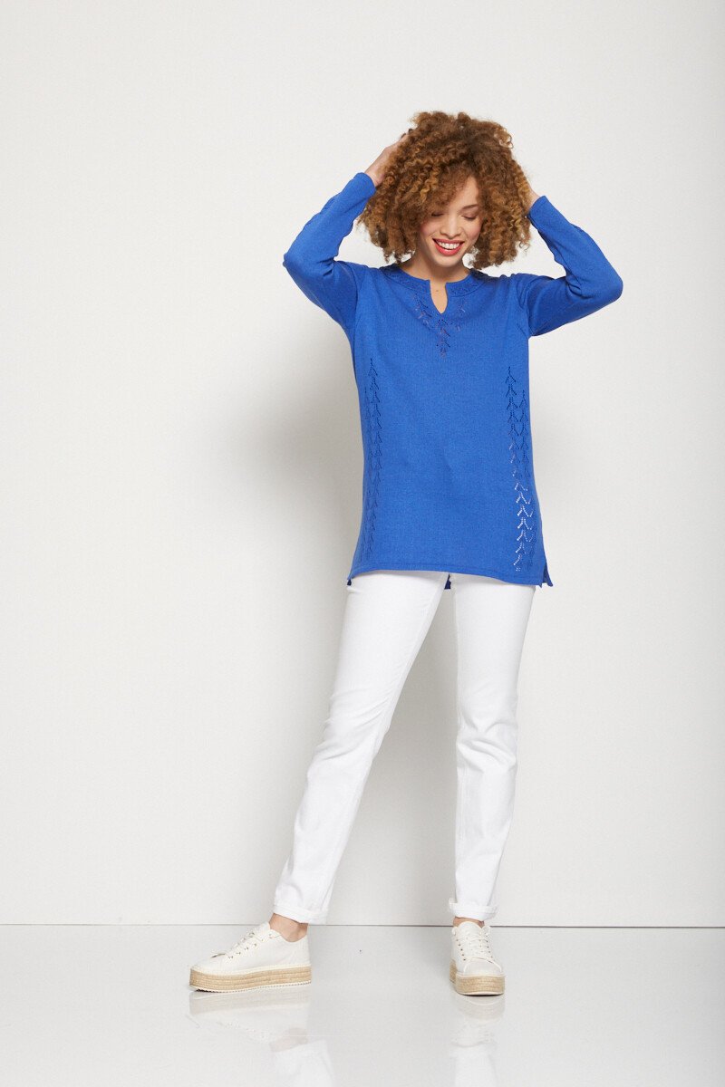 Maglia_a_tunica_traforata_con_colletto_fantasia_Bleu_SF1_slim
