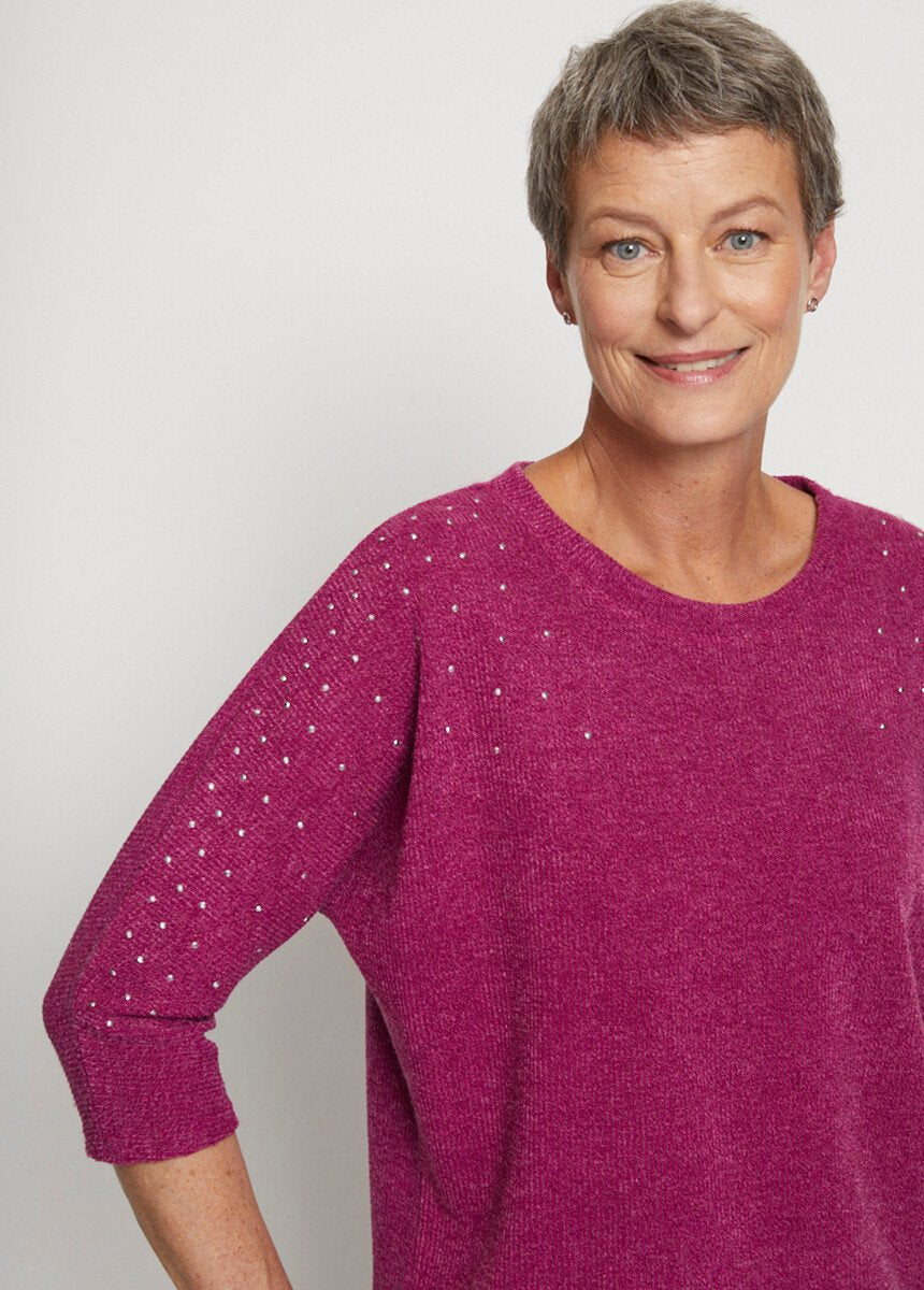 Maglia_Volume_T_con_maniche_3/4_a_kimono_Fuchsia_DE1_slim